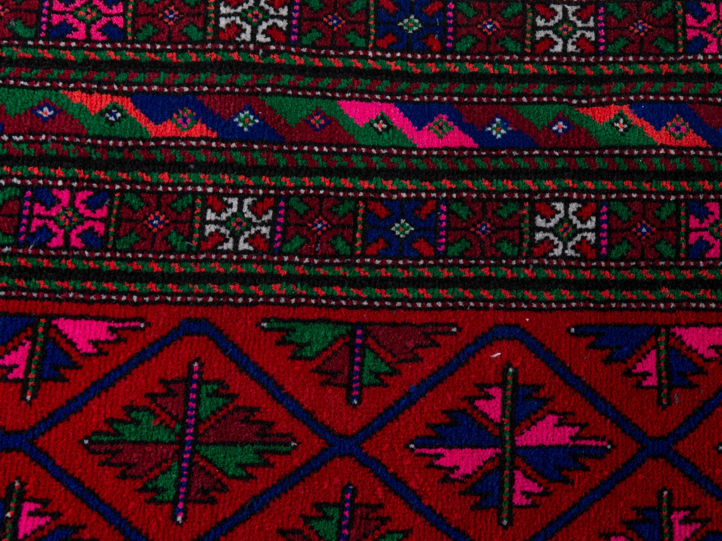 Persian Baluch runner rug in burgundy and magenta, view 12 of 16