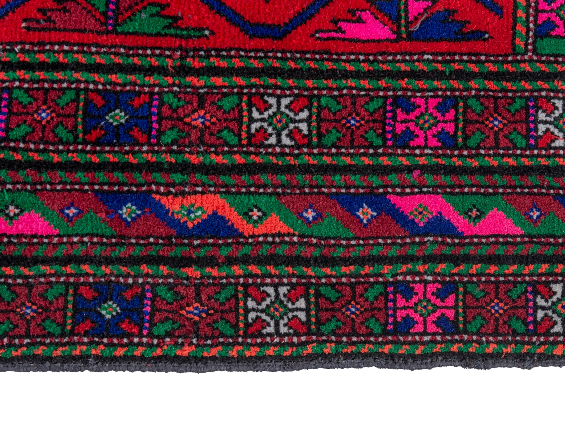 Persian Baluch runner rug in burgundy and magenta, view 5 of 16