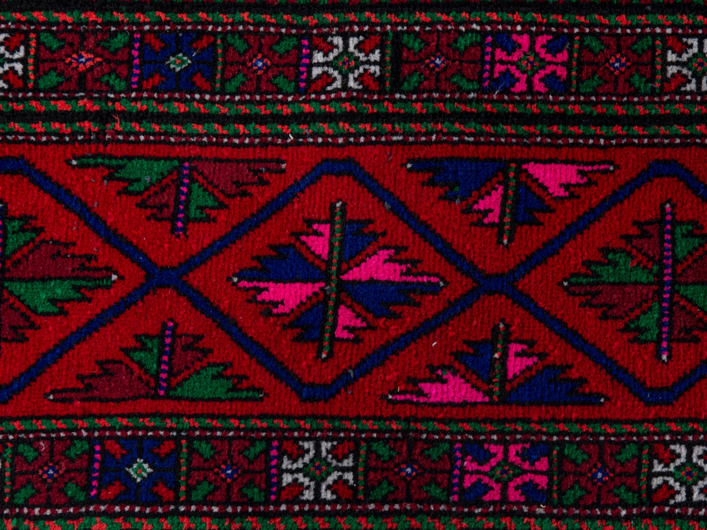 Persian Baluch runner rug in burgundy and magenta, view 9 of 16