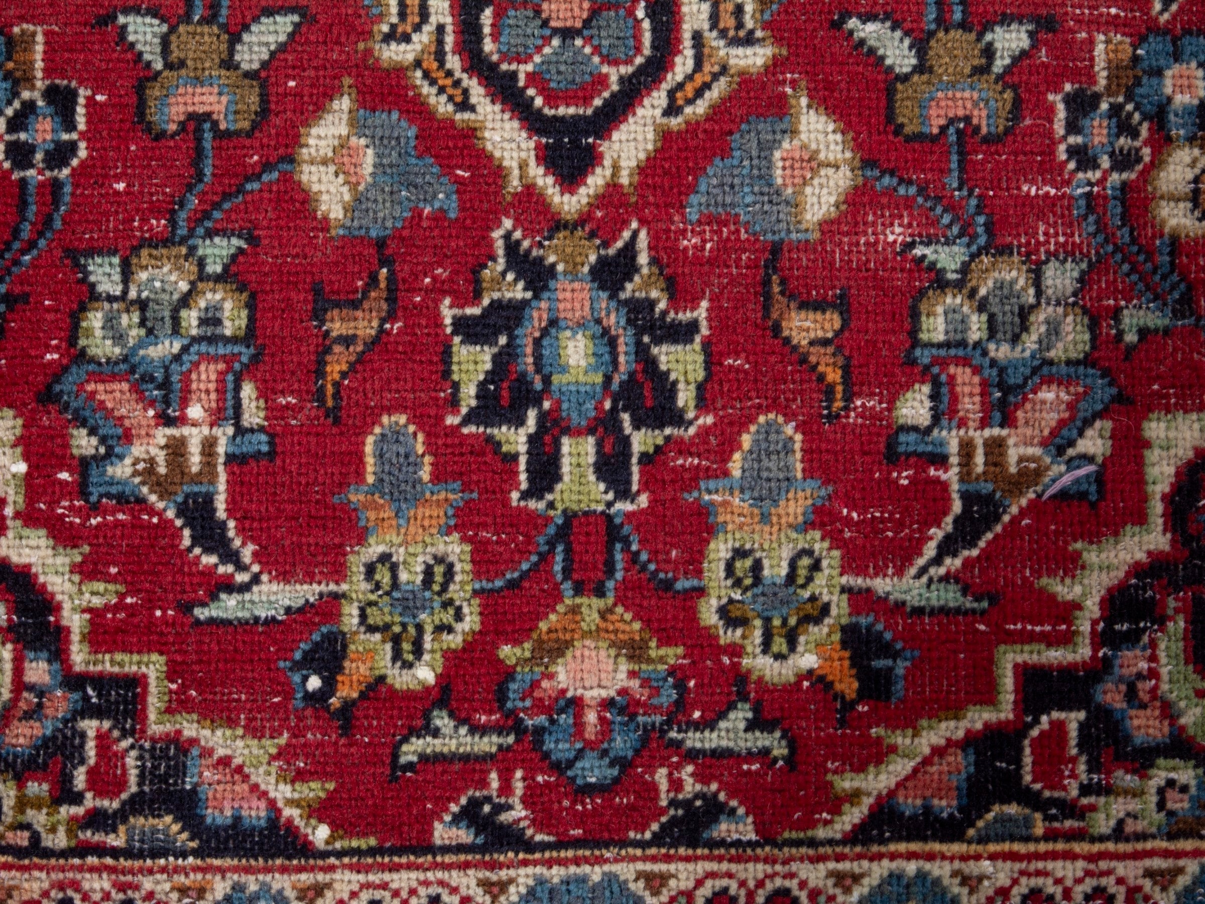 Persian Kashan runner rug in deep red and dark brown, view 11 of 18