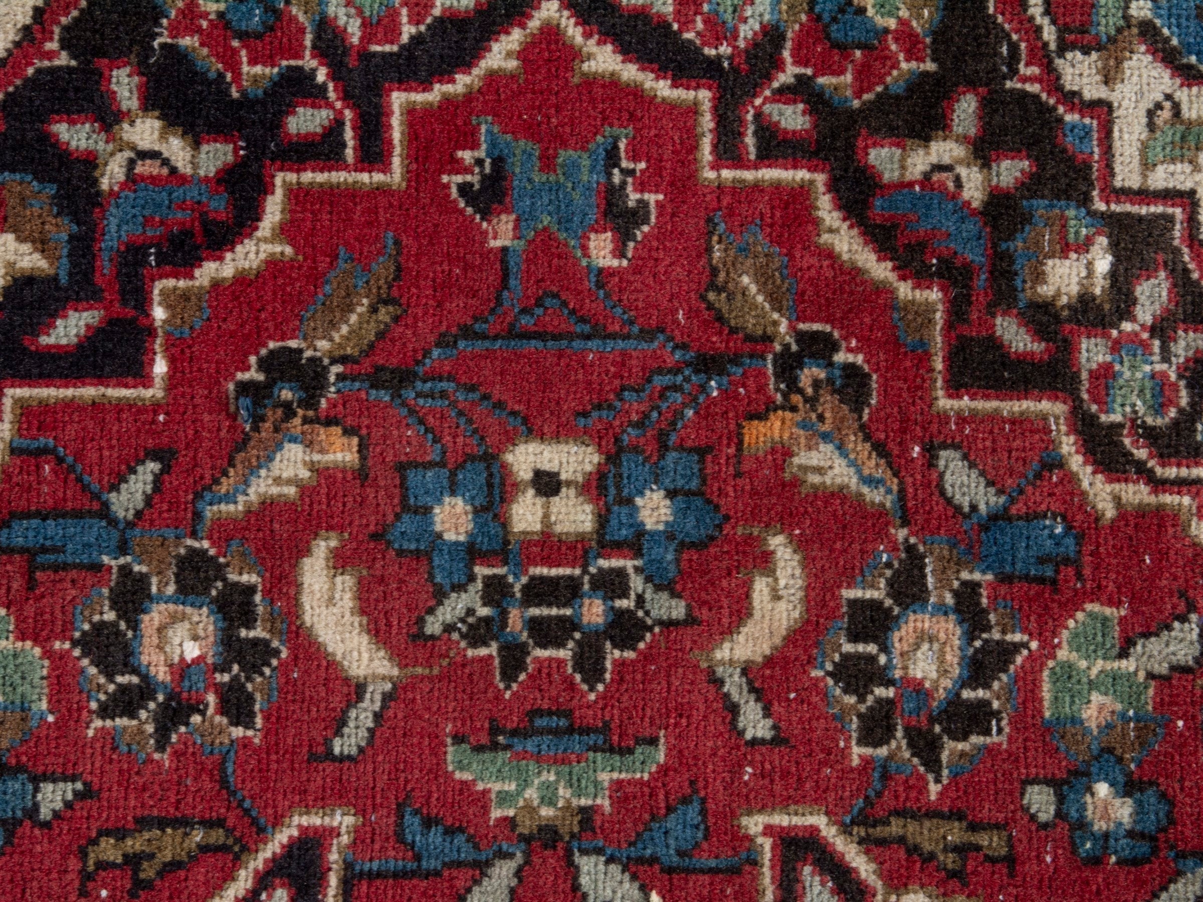 Persian Kashan runner rug in deep red and dark brown, view 12 of 18