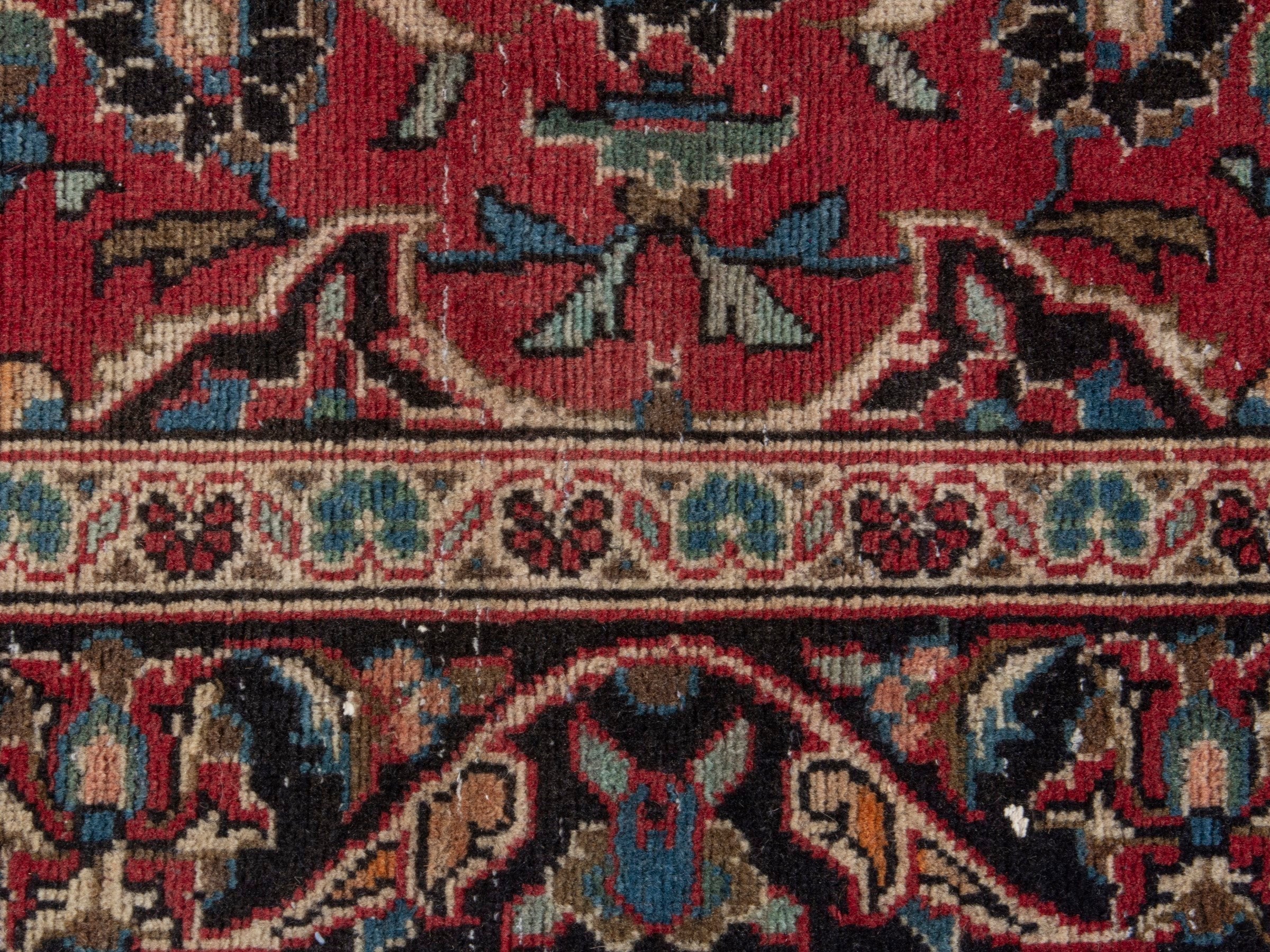 Persian Kashan runner rug in deep red and dark brown, view 13 of 18