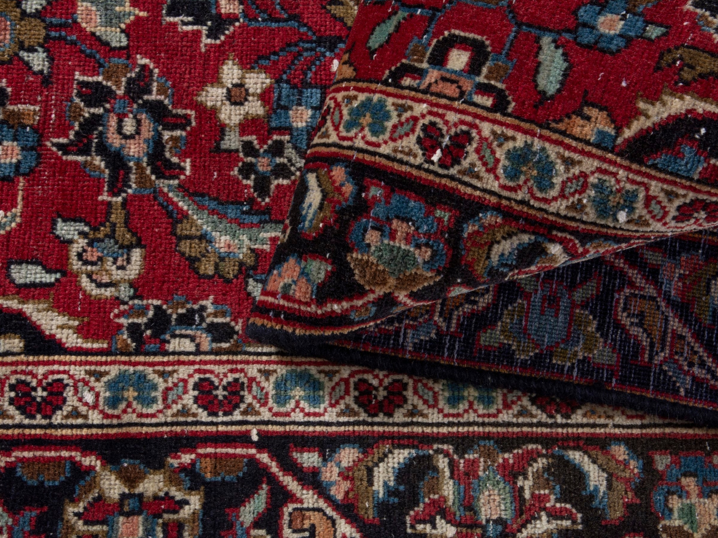Persian Kashan runner rug in deep red and dark brown, view 14 of 18
