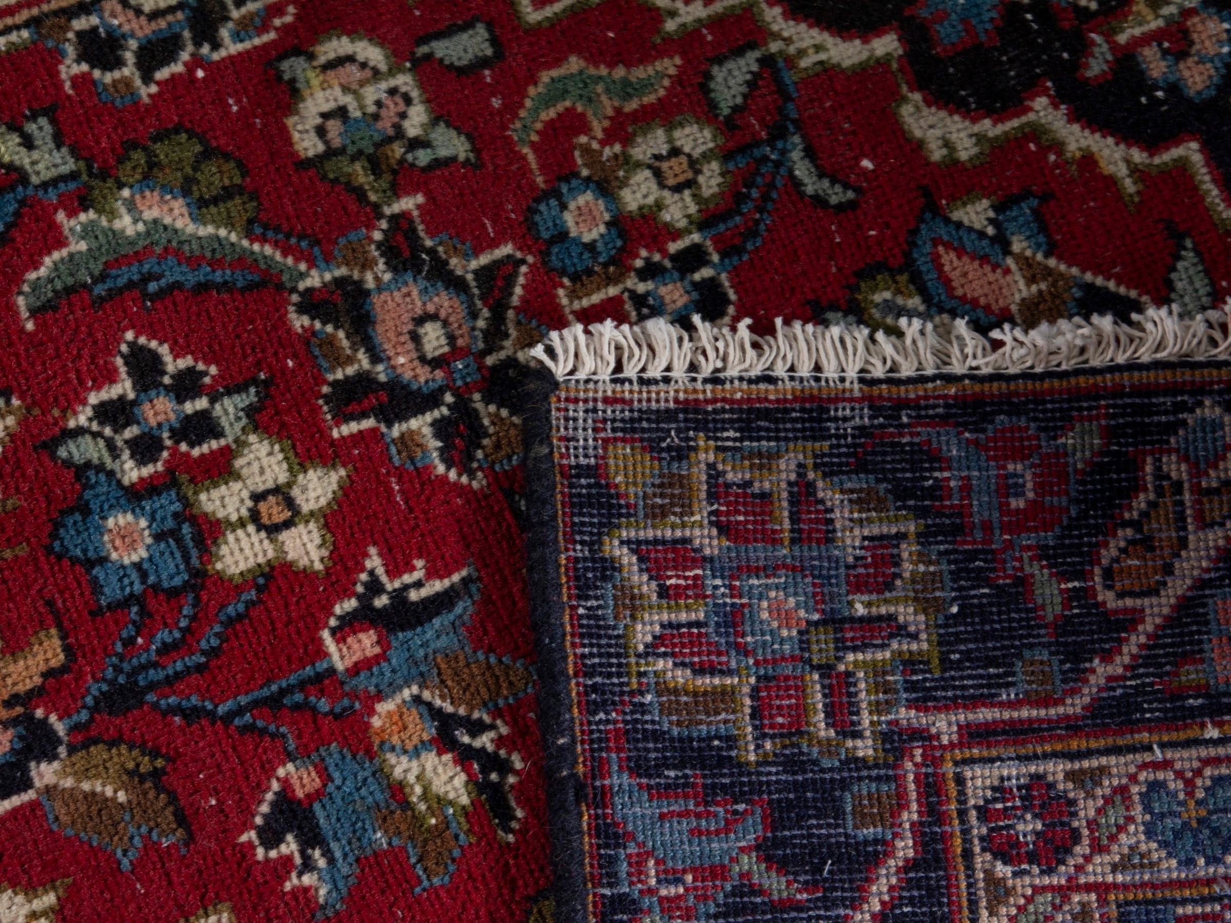 Persian Kashan runner rug in deep red and dark brown, view 18 of 18