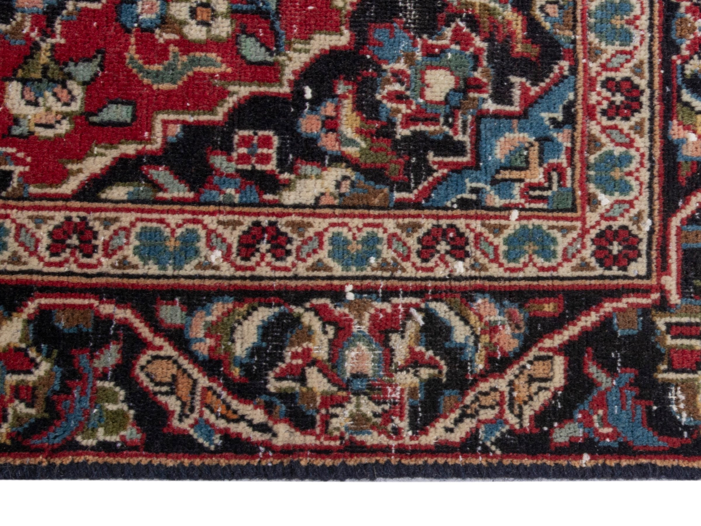Persian Kashan runner rug in deep red and dark brown, view 5 of 18