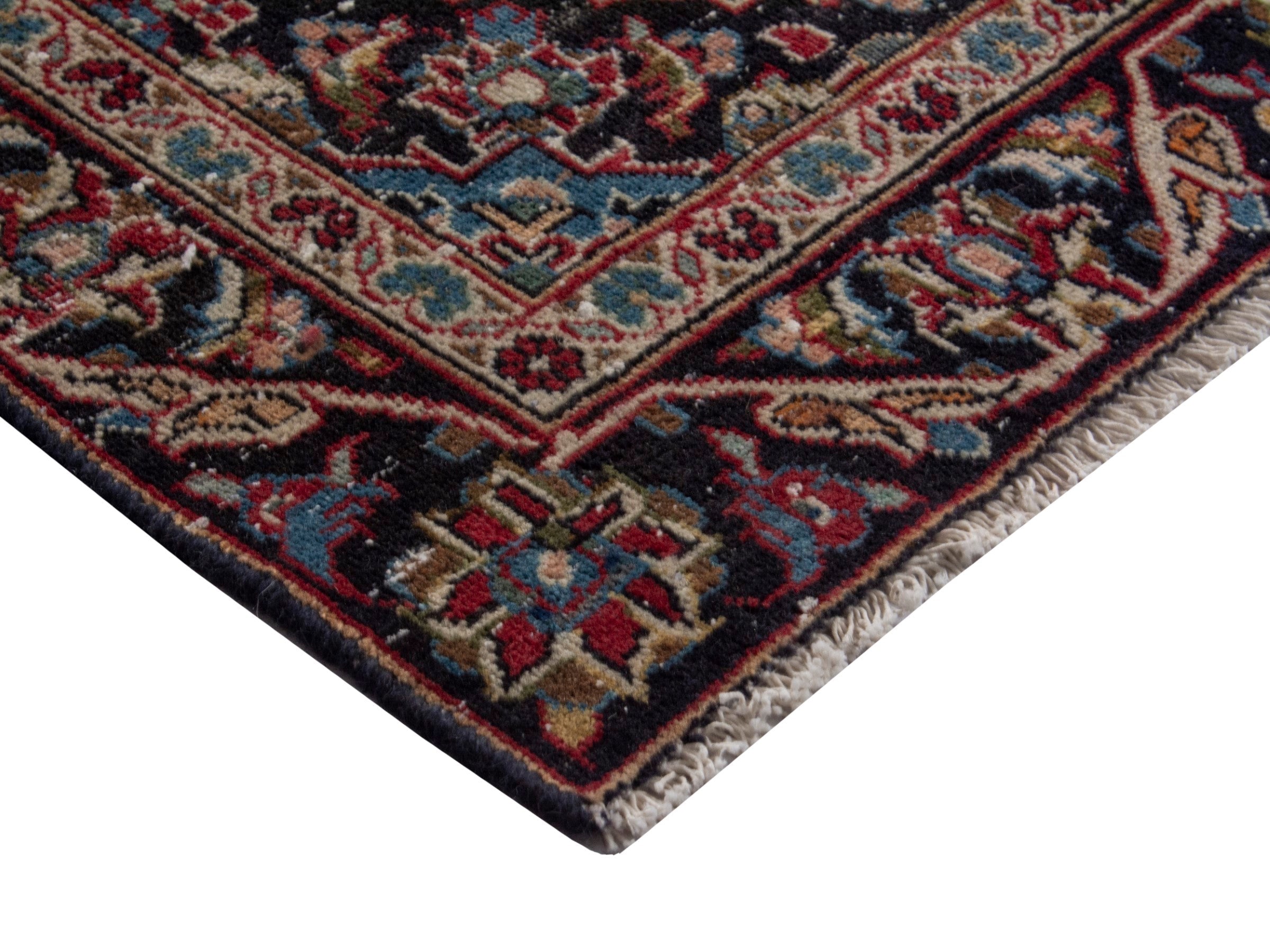 Persian Kashan runner rug in deep red and dark brown, view 6 of 18