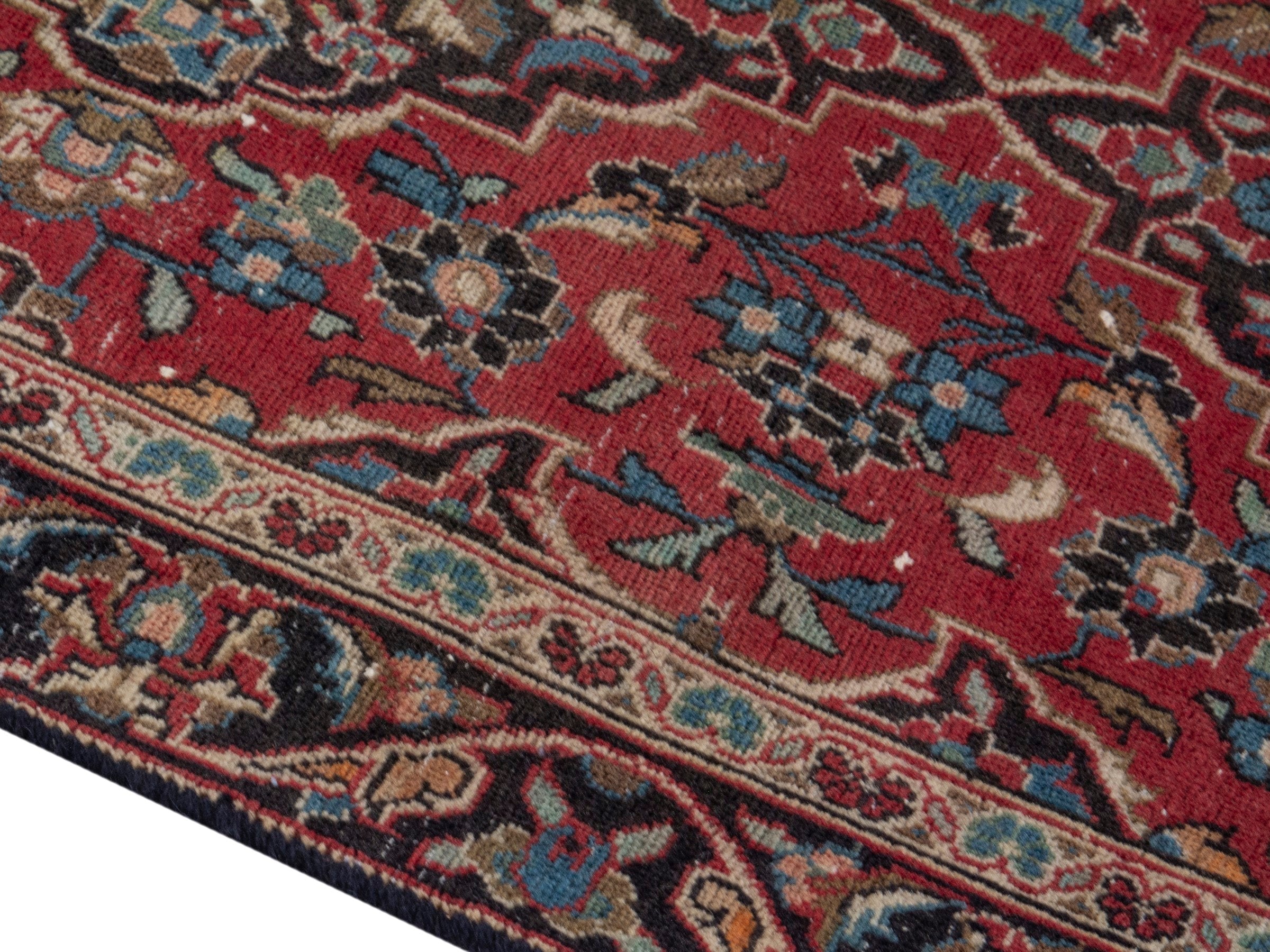 Persian Kashan runner rug in deep red and dark brown, view 8 of 18