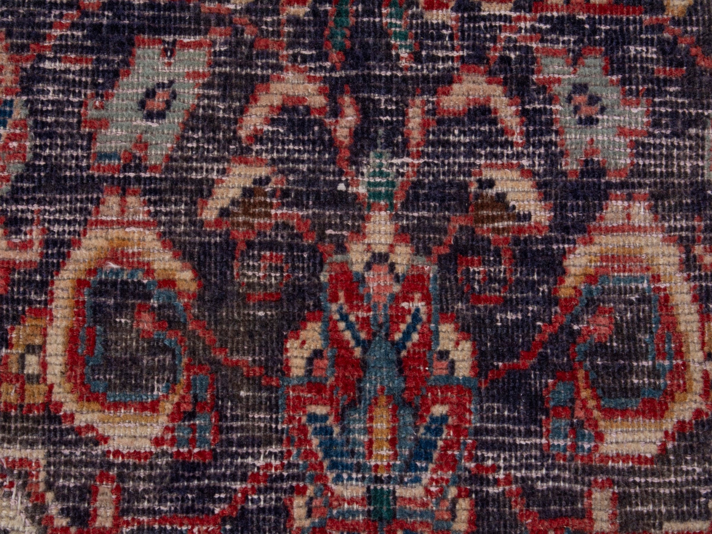 Persian Mahal runner rug in navy and burgundy, view 12 of 18