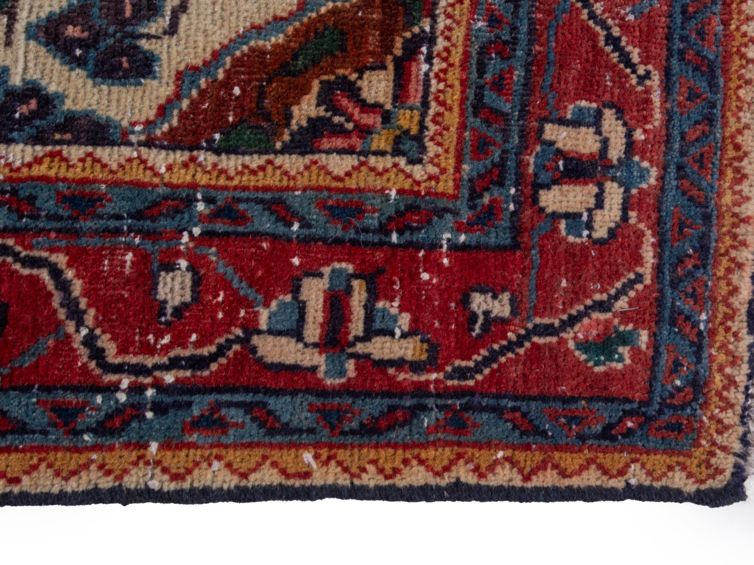 Persian Mahal runner rug in navy and burgundy, view 5 of 18