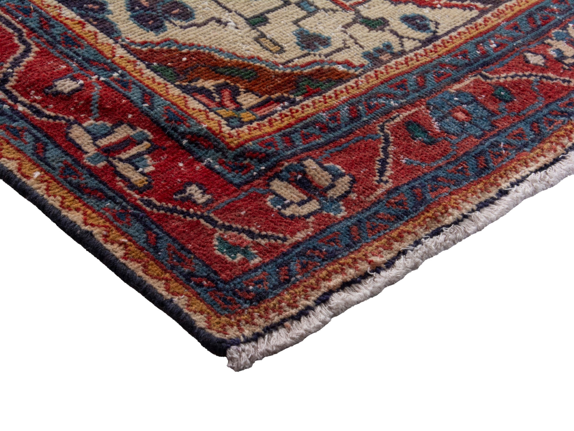 Persian Mahal runner rug in navy and burgundy, view 6 of 18
