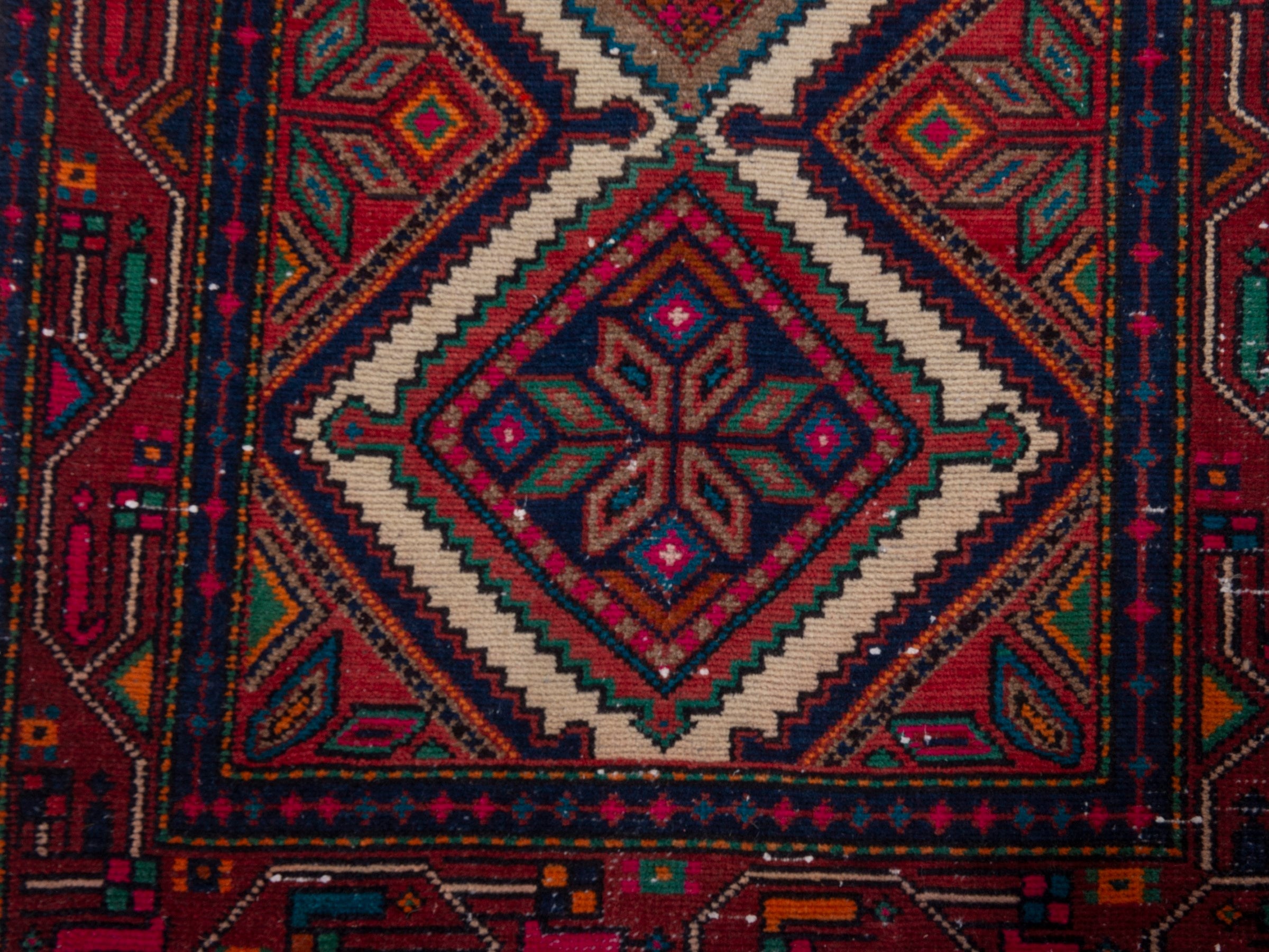 Persian Songhor runner rug in burgundy and deep red, view 12 of 20