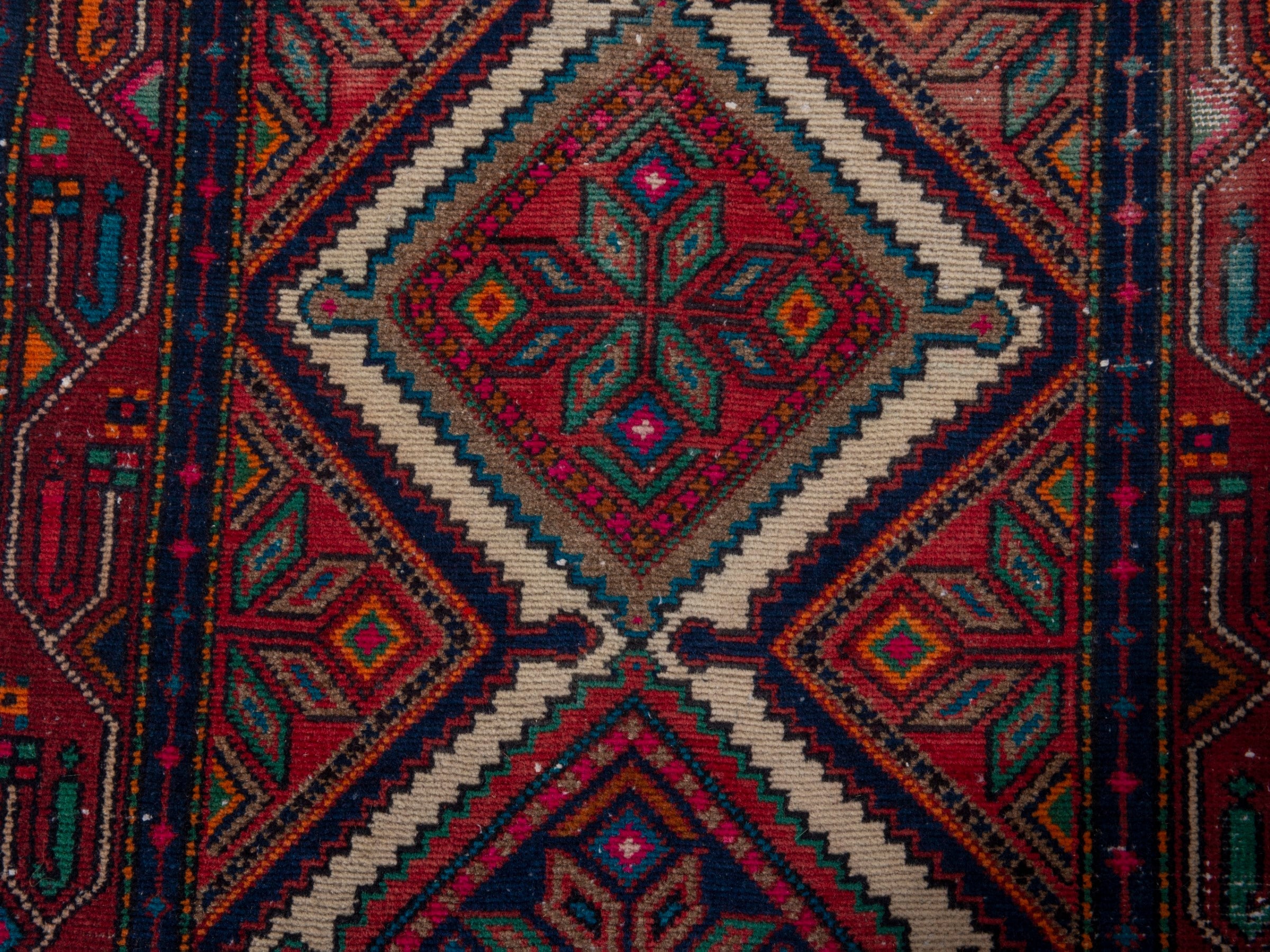 Persian Songhor runner rug in burgundy and deep red, view 13 of 20