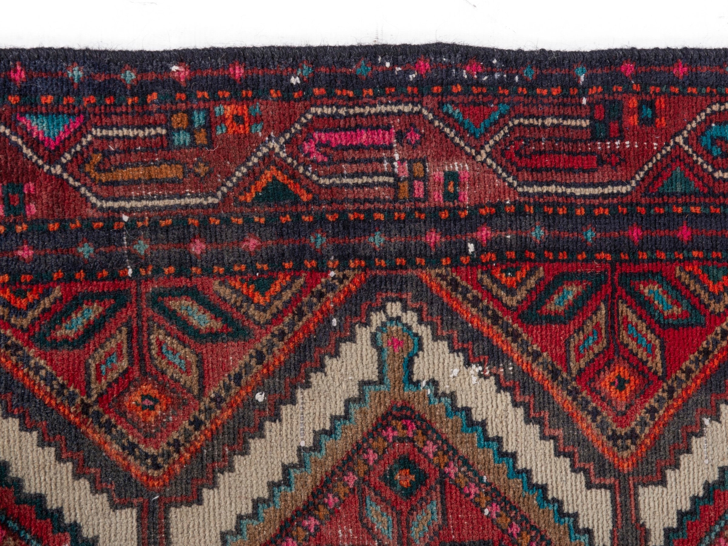 Persian Songhor runner rug in burgundy and deep red, view 9 of 20
