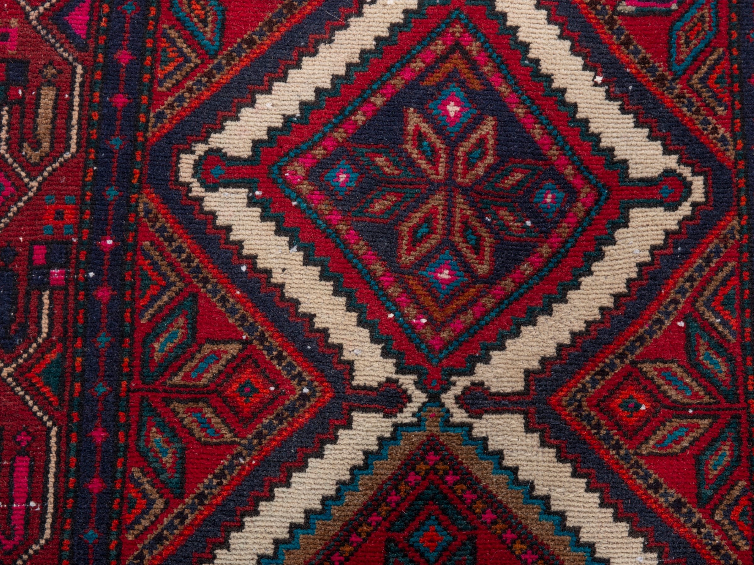 Persian Songhor runner rug in burgundy and deep red, view 15 of 20