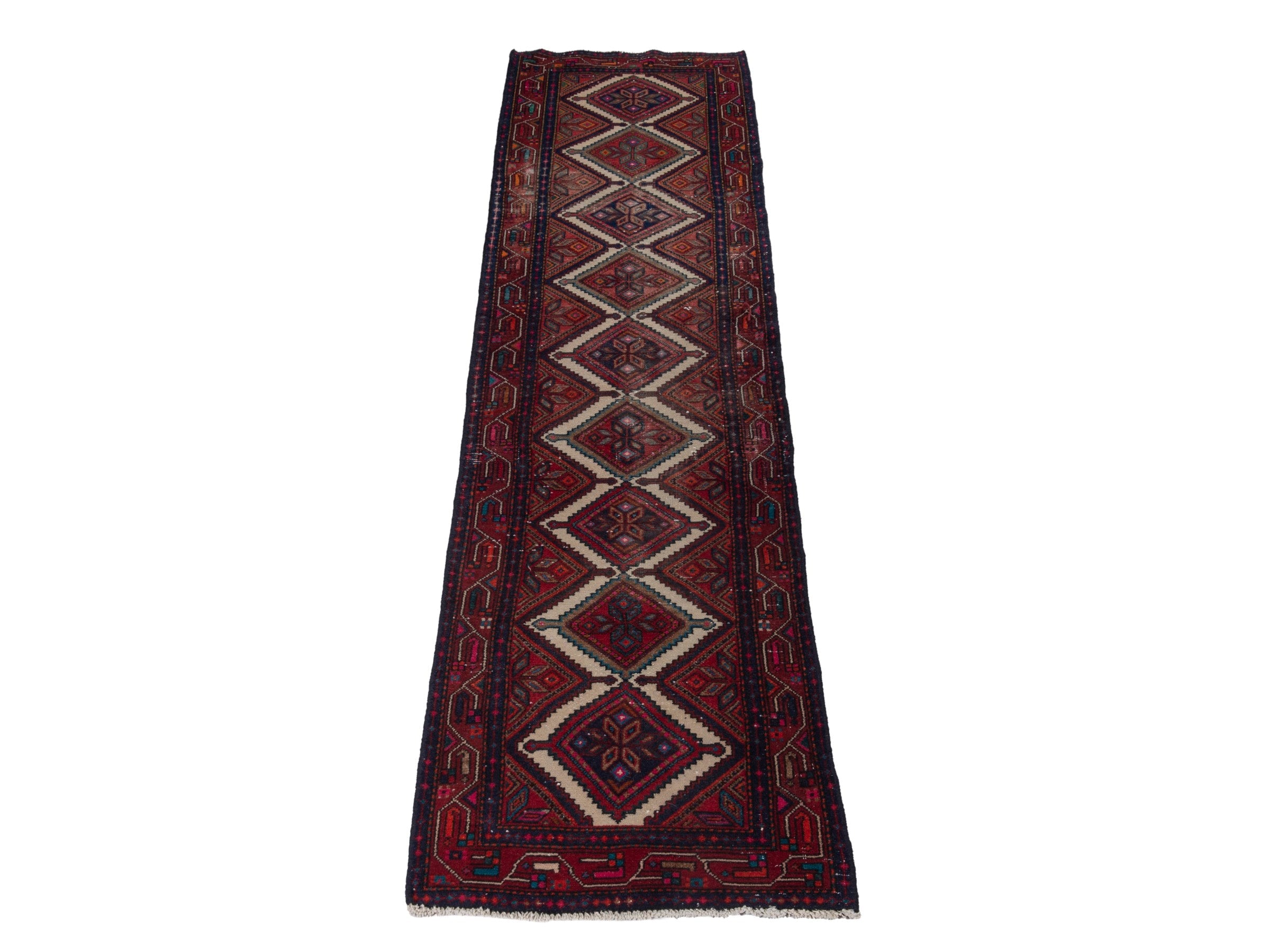 Persian Songhor runner rug in burgundy and deep red, view 2 of 20