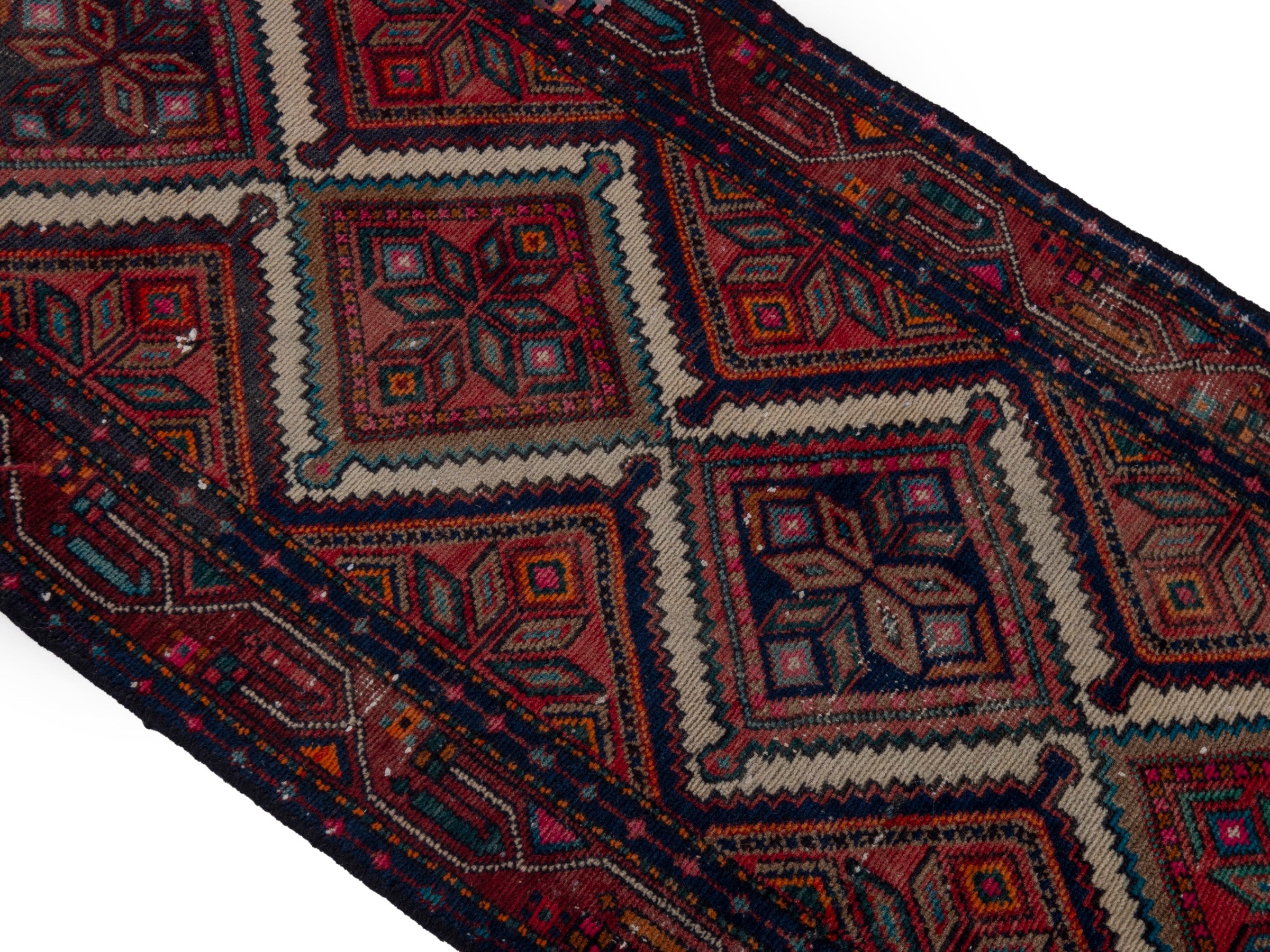 Persian Songhor runner rug in burgundy and deep red, view 4 of 20