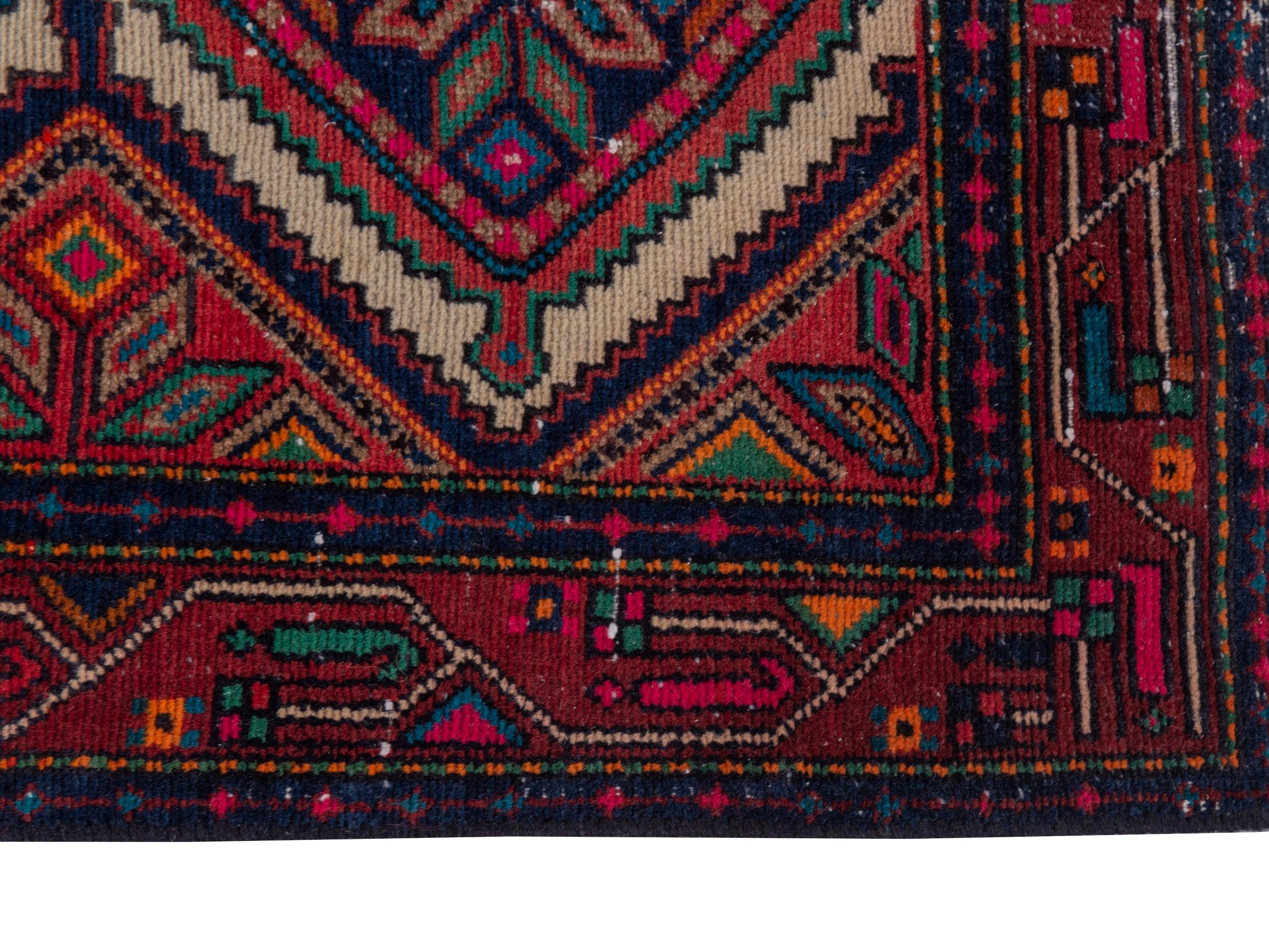 Persian Songhor runner rug in burgundy and deep red, view 5 of 20