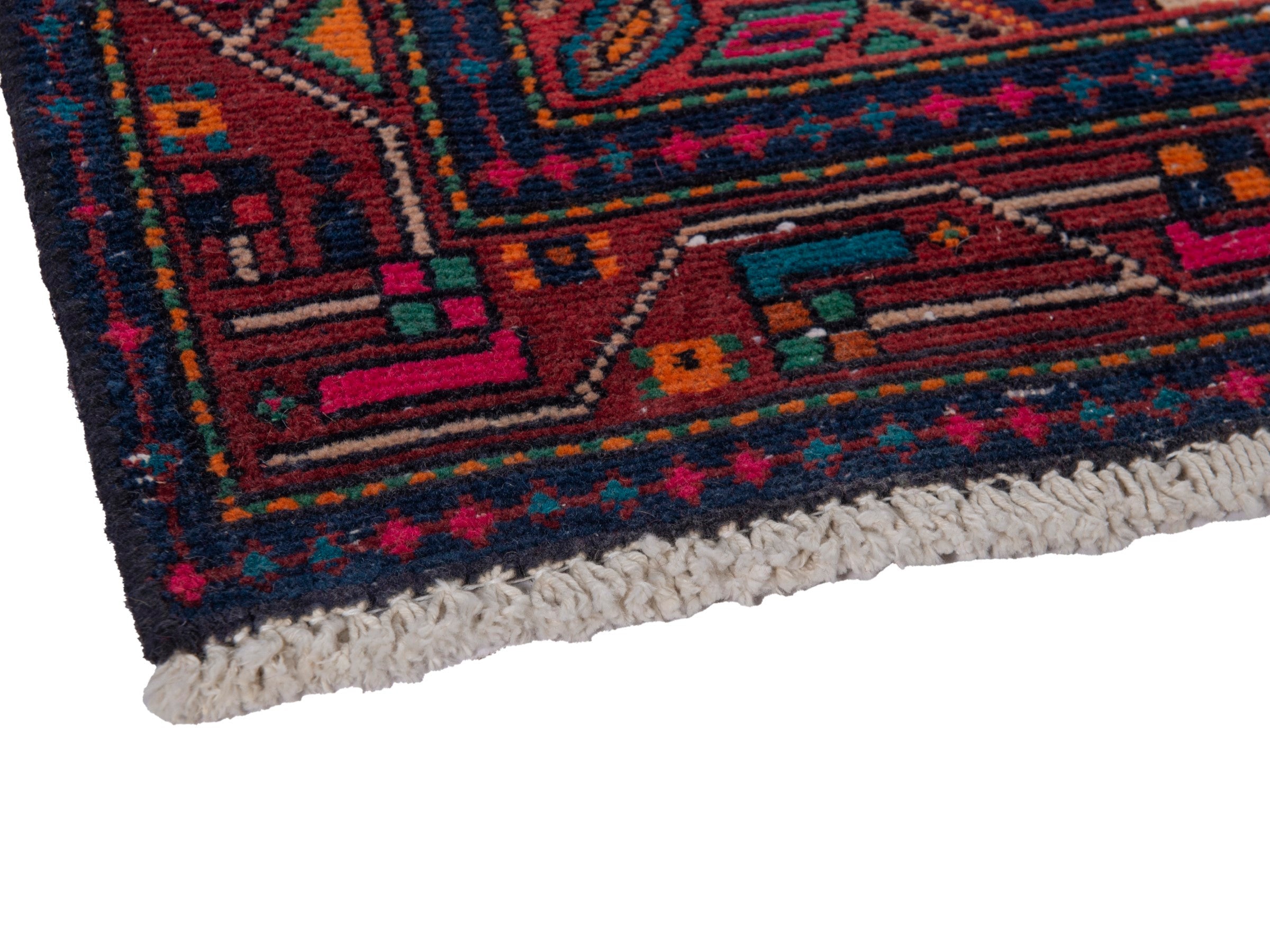 Persian Songhor runner rug in burgundy and deep red, view 6 of 20