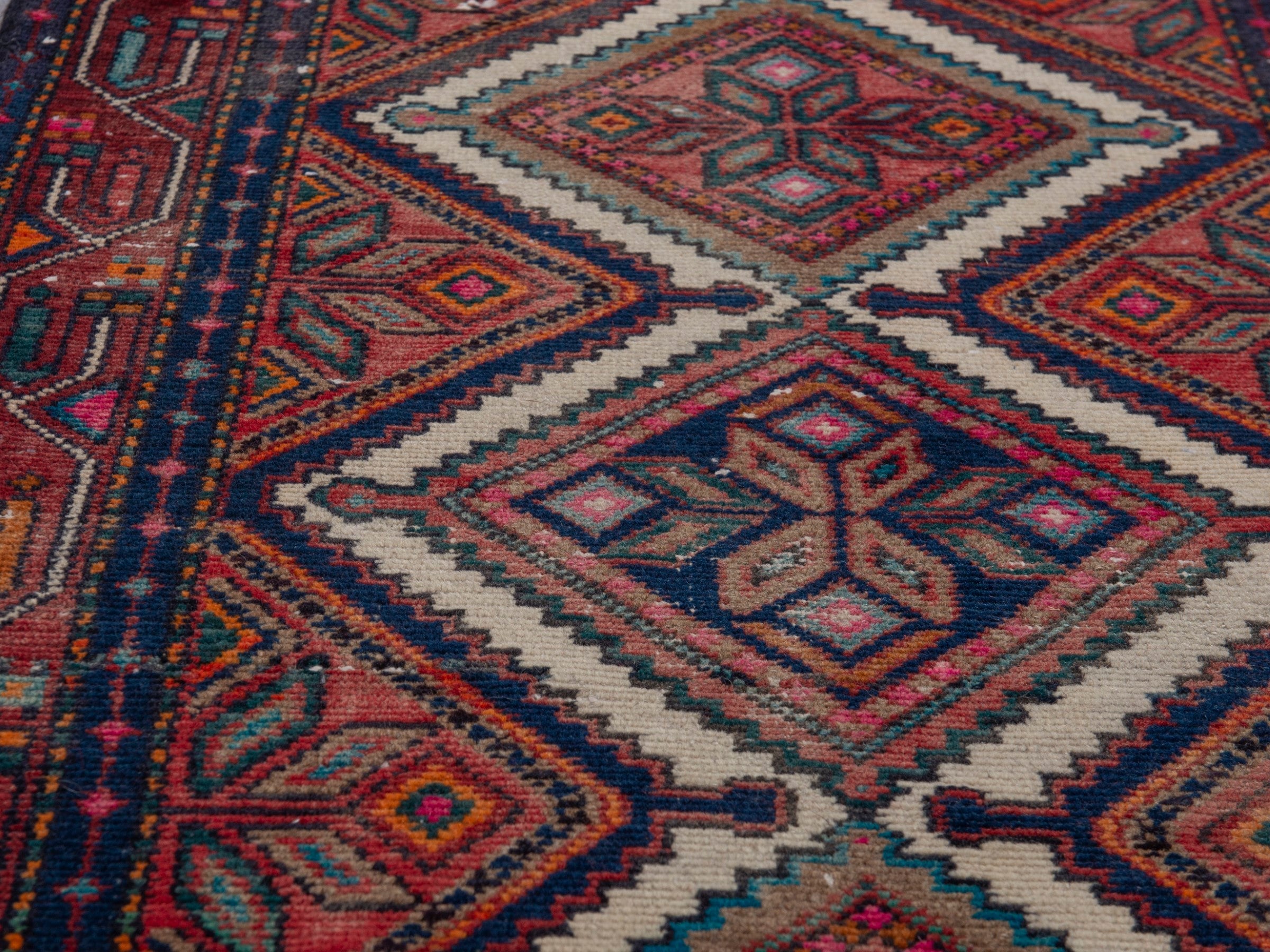 Persian Songhor runner rug in burgundy and deep red, view 7 of 20