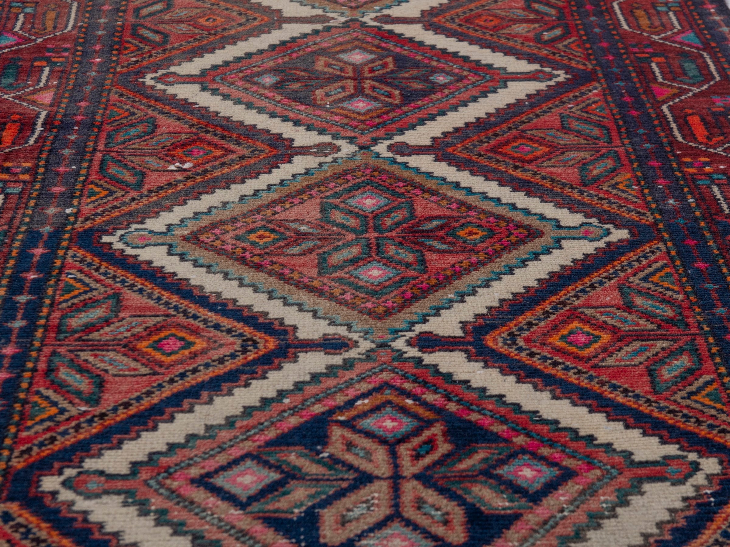 Persian Songhor runner rug in burgundy and deep red, view 8 of 20