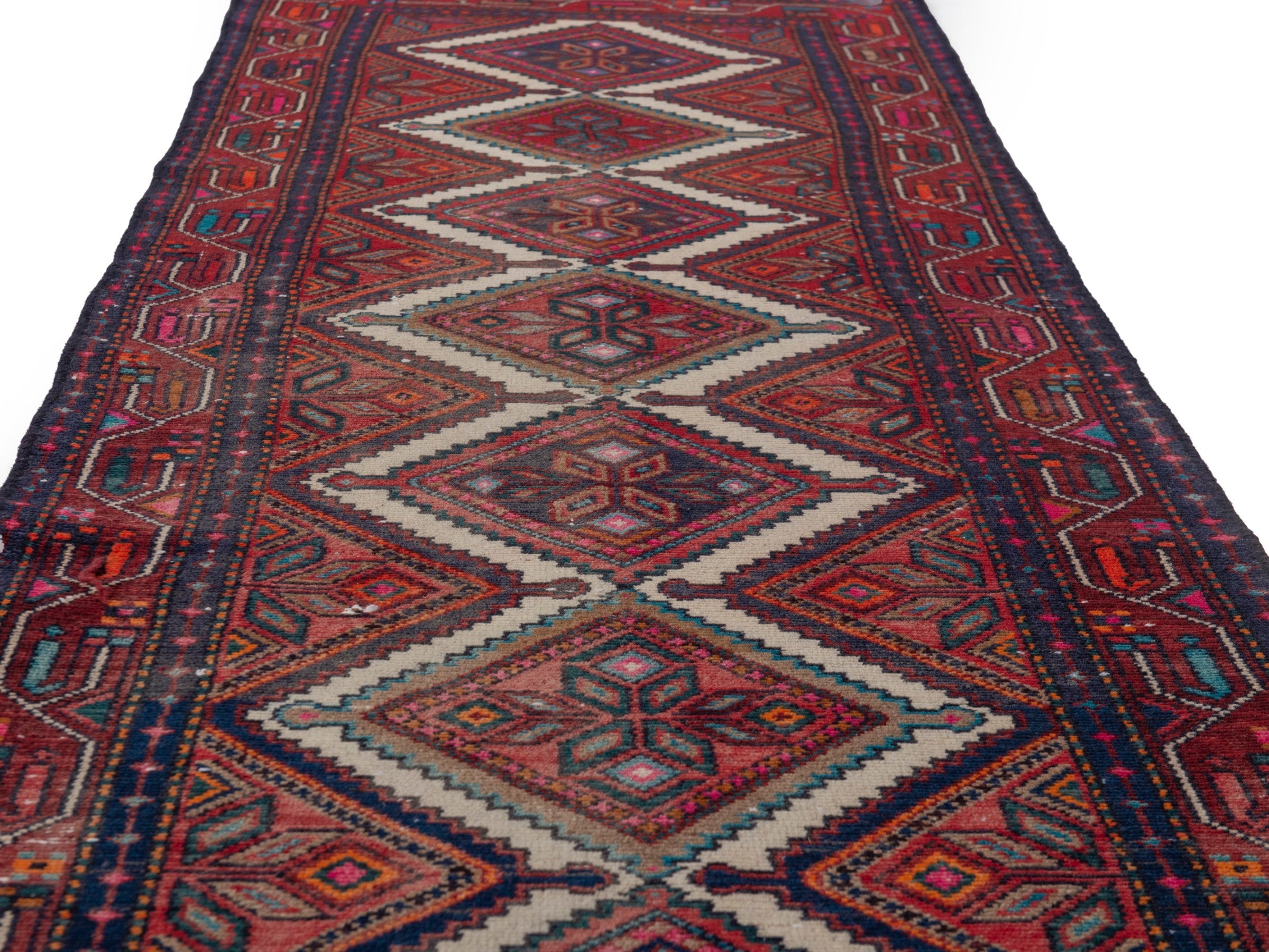 Persian Songhor runner rug in burgundy and deep red, view 11 of 20