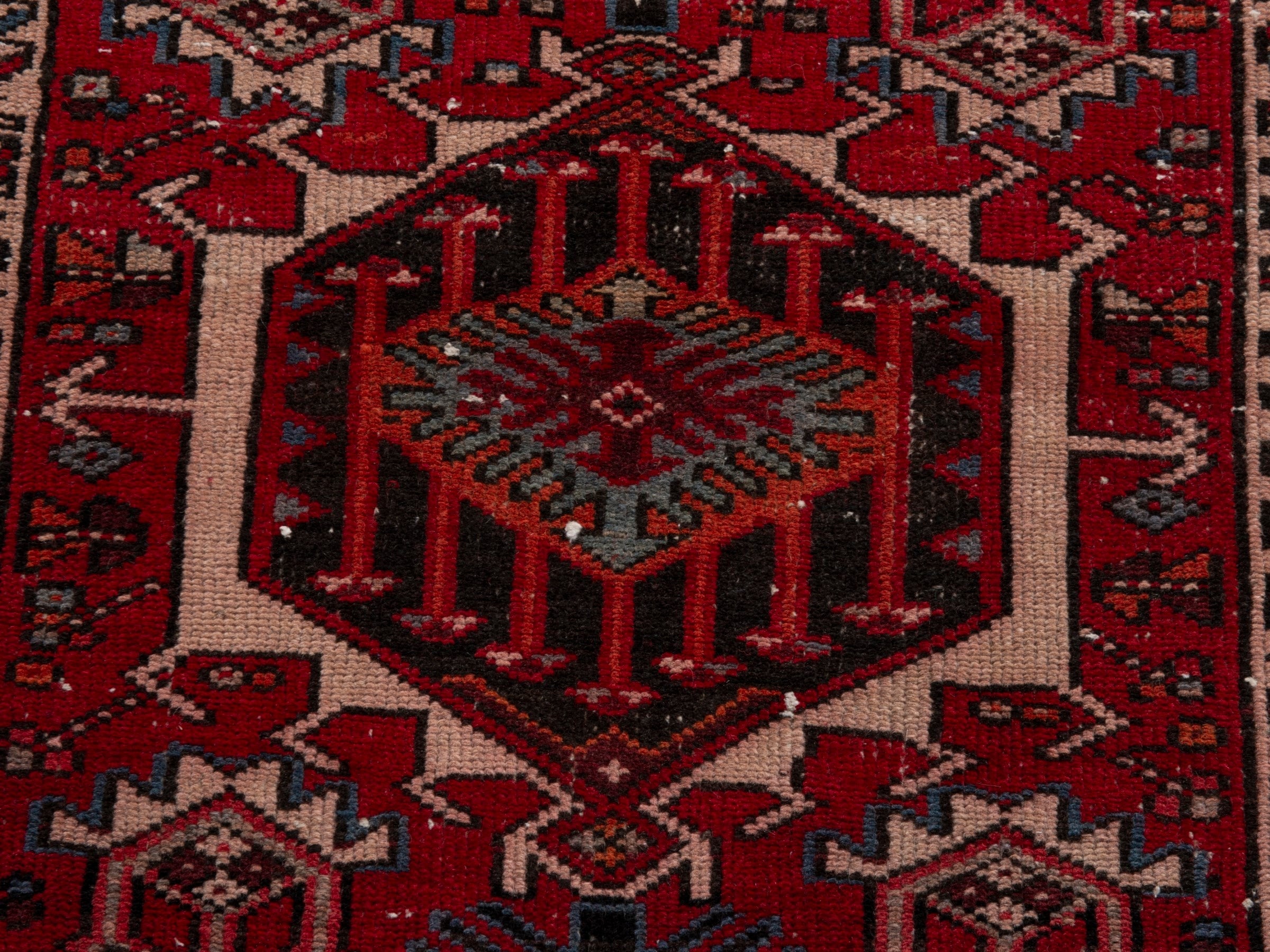 Persian Gharajeh runner rug in burgundy and deep red, view 14 of 19
