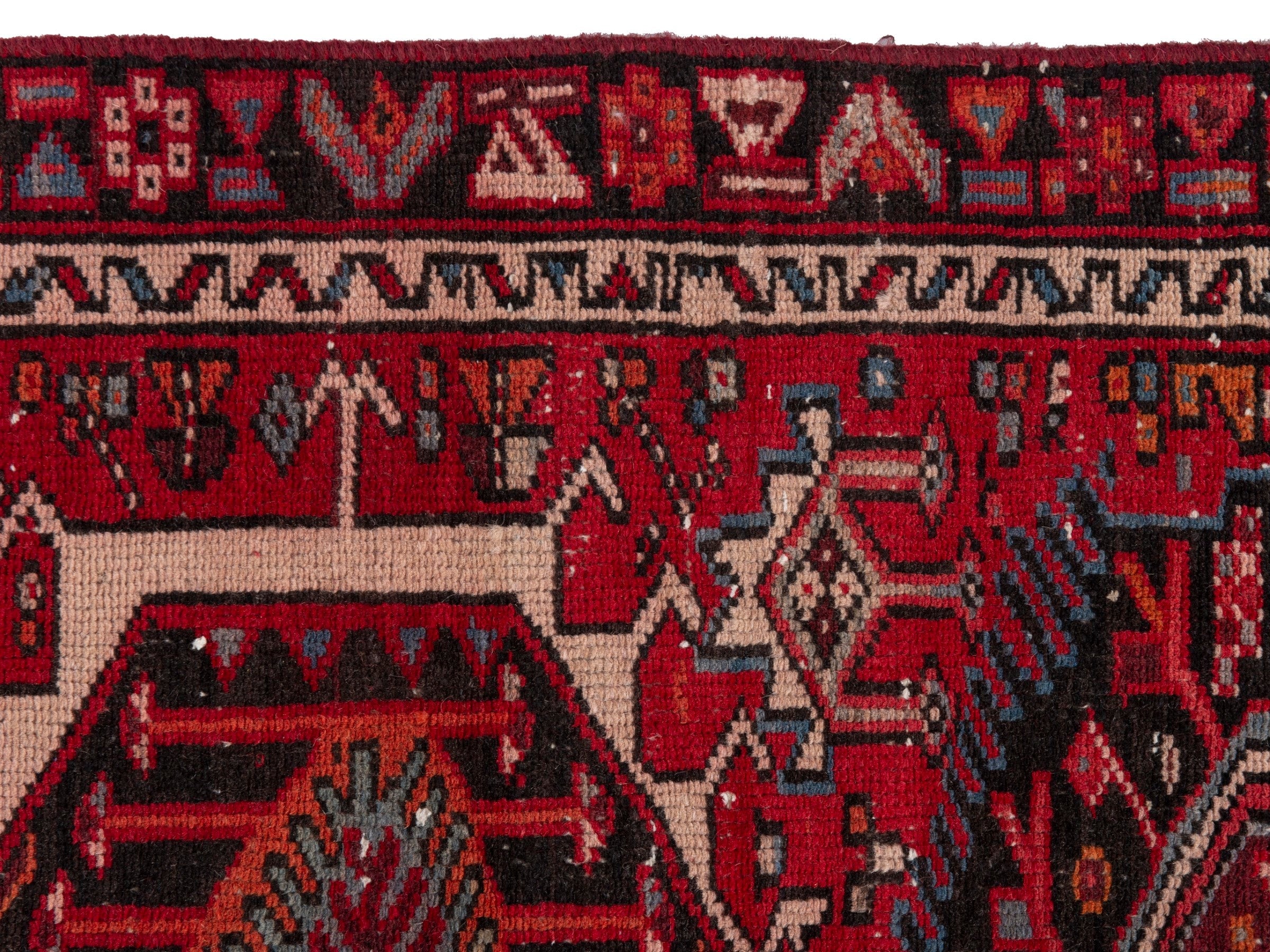 Persian Gharajeh runner rug in burgundy and deep red, view 15 of 19