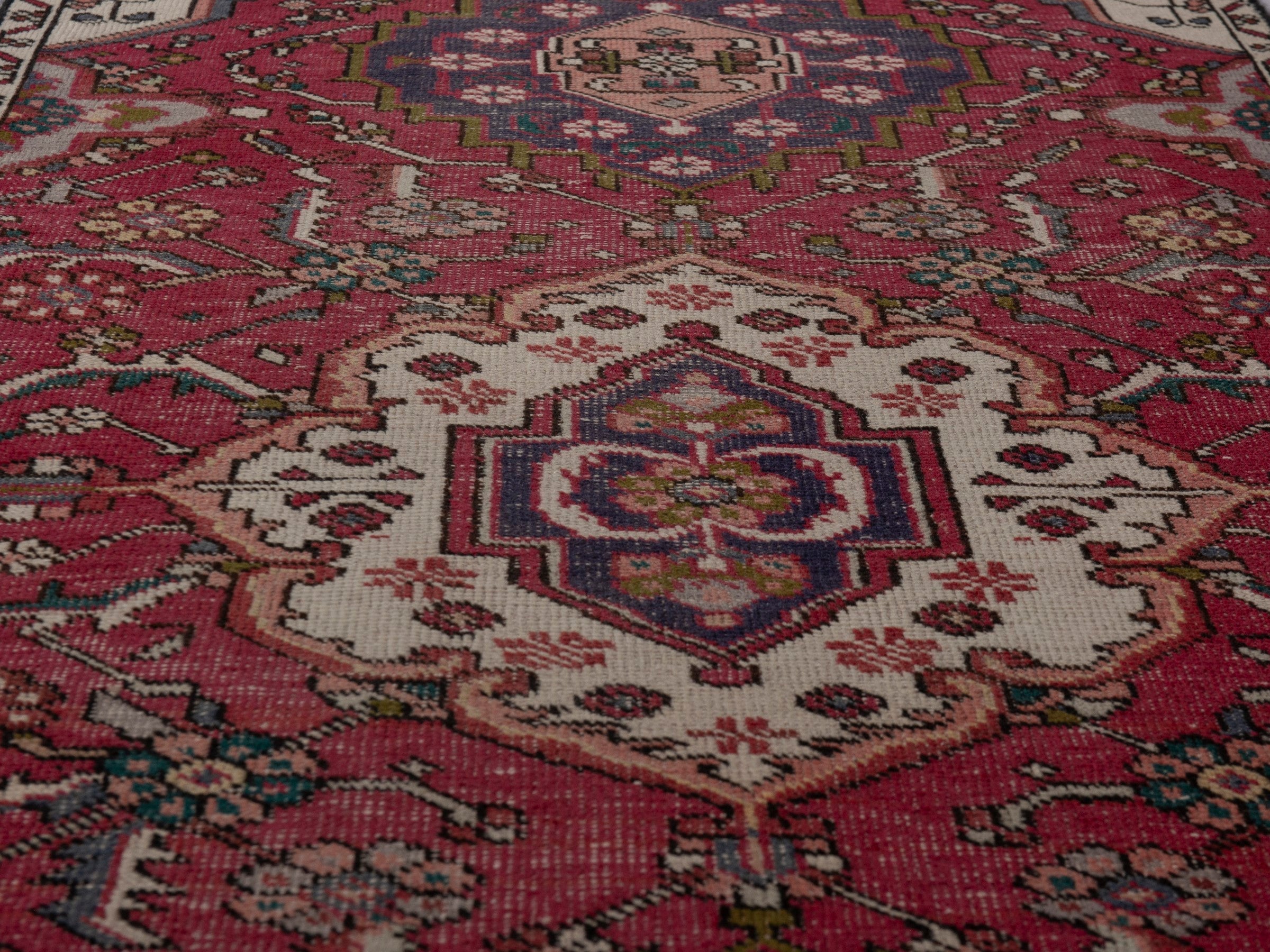 Persian Azerbaijan runner rug in burgundy and off-white, view 11 of 19