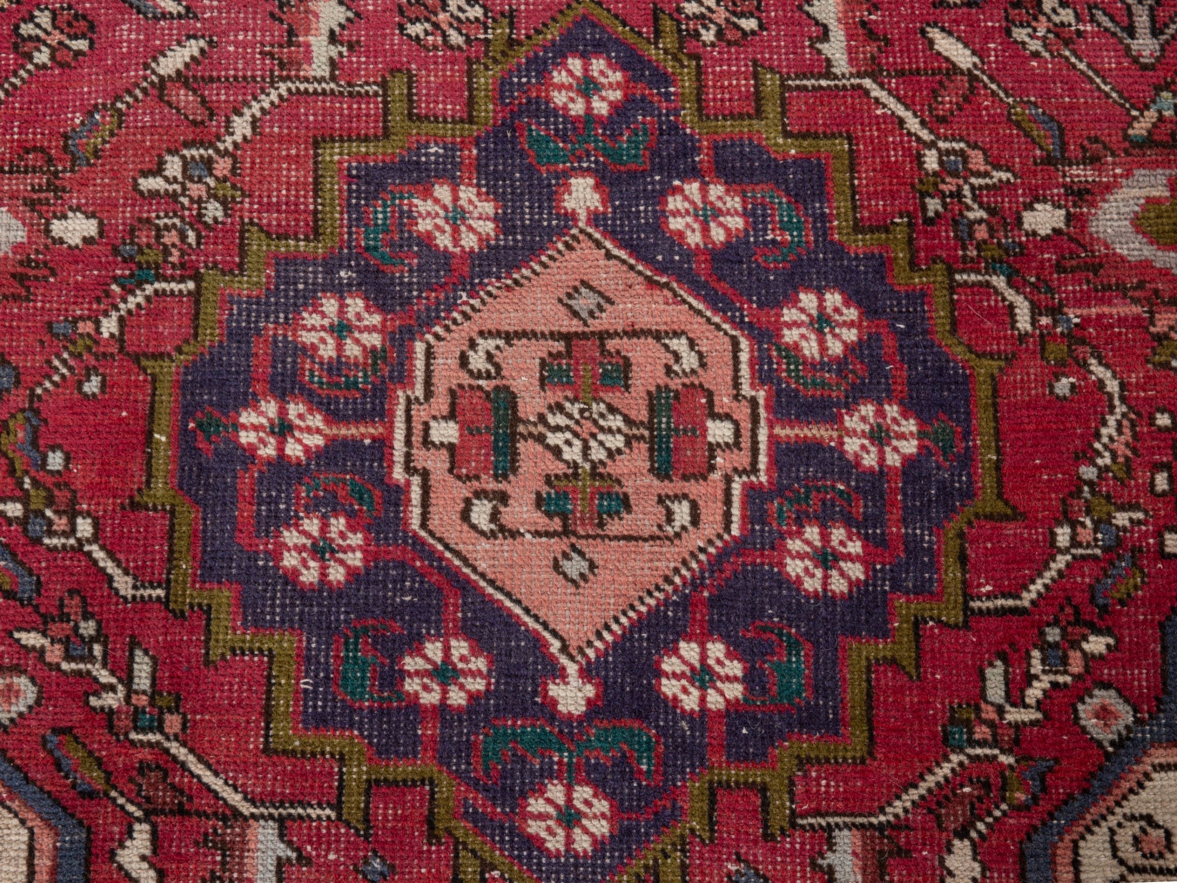 Persian Azerbaijan runner rug in burgundy and off-white, view 13 of 19