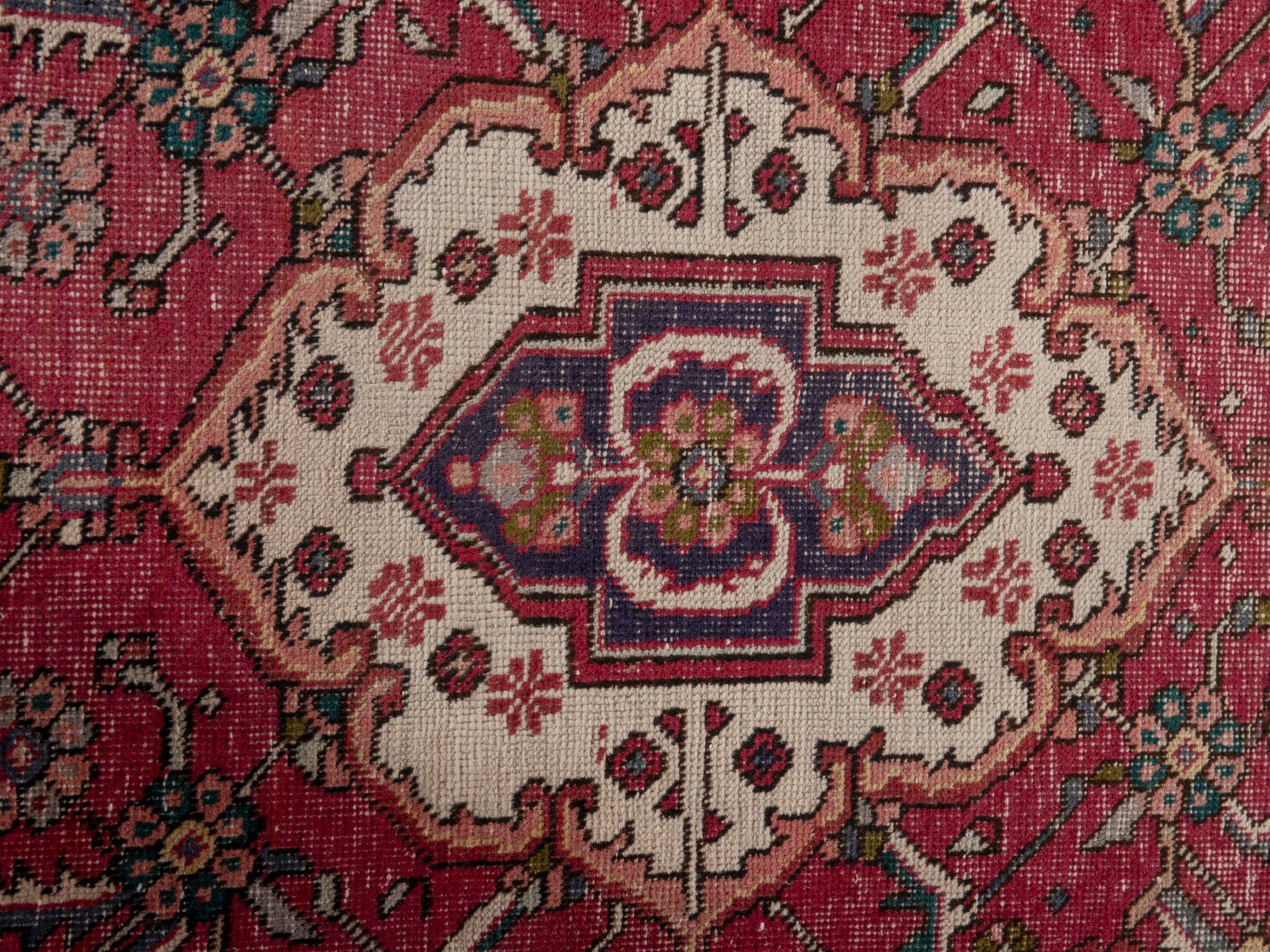 Persian Azerbaijan runner rug in burgundy and off-white, view 14 of 19