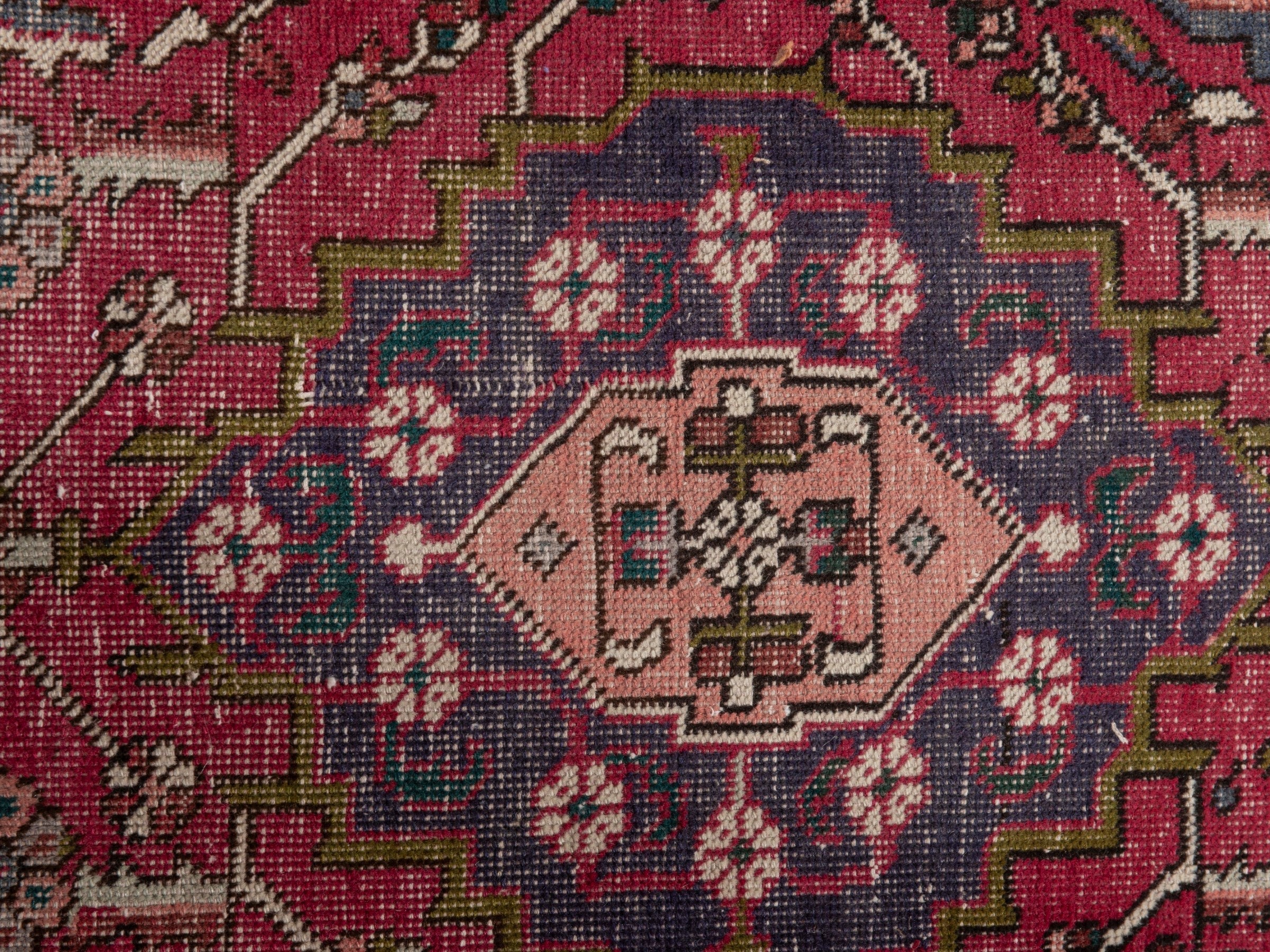 Persian Azerbaijan runner rug in burgundy and off-white, view 15 of 19