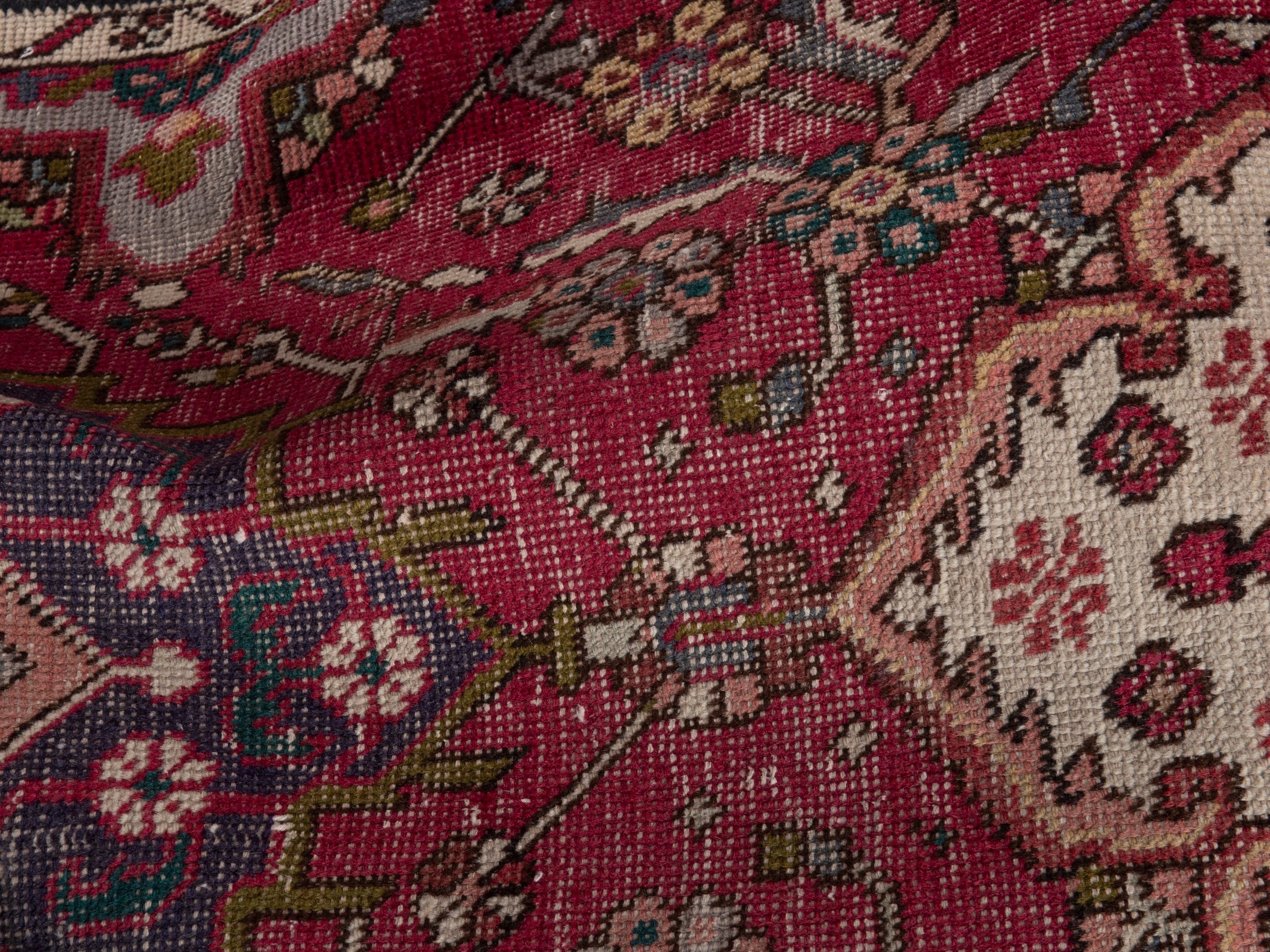Persian Azerbaijan runner rug in burgundy and off-white, view 16 of 19