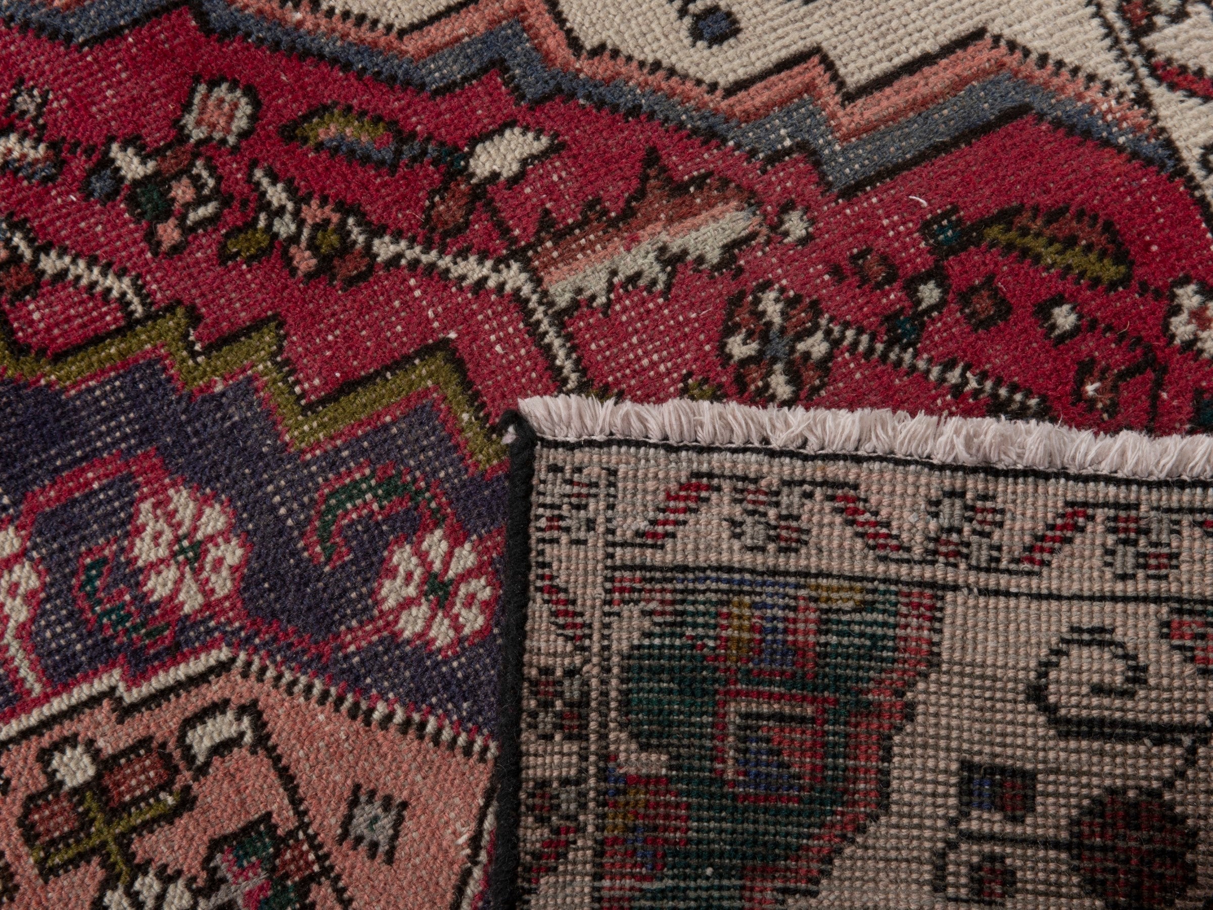 Persian Azerbaijan runner rug in burgundy and off-white, view 19 of 19