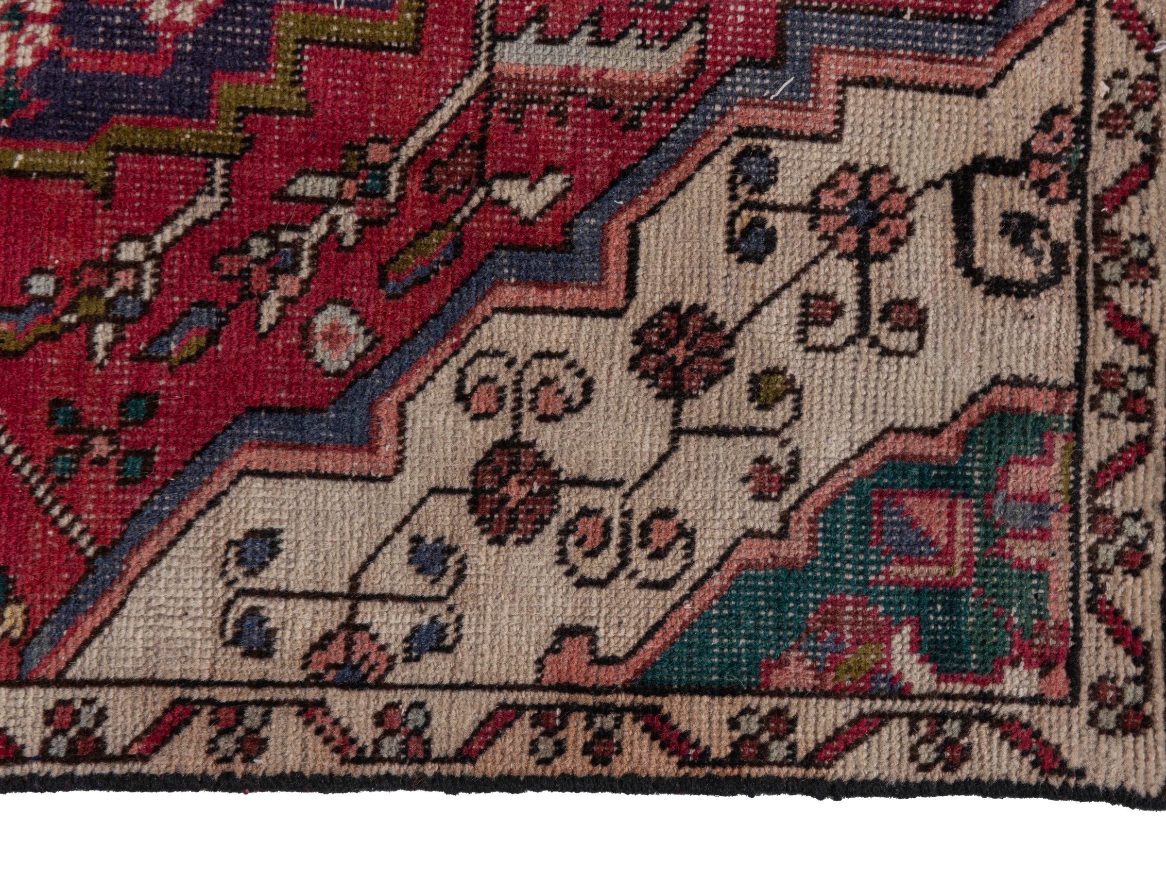 Persian Azerbaijan runner rug in burgundy and off-white, view 5 of 19