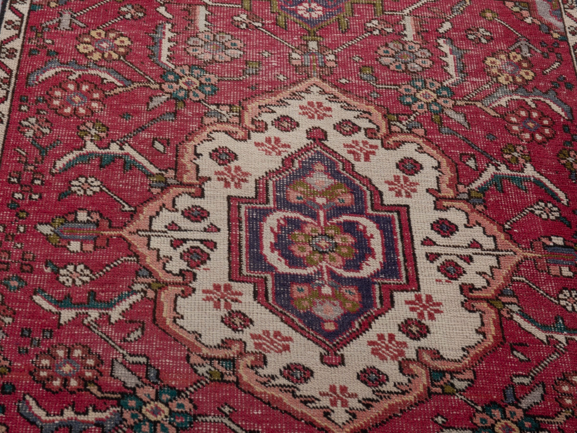 Persian Azerbaijan runner rug in burgundy and off-white, view 7 of 19