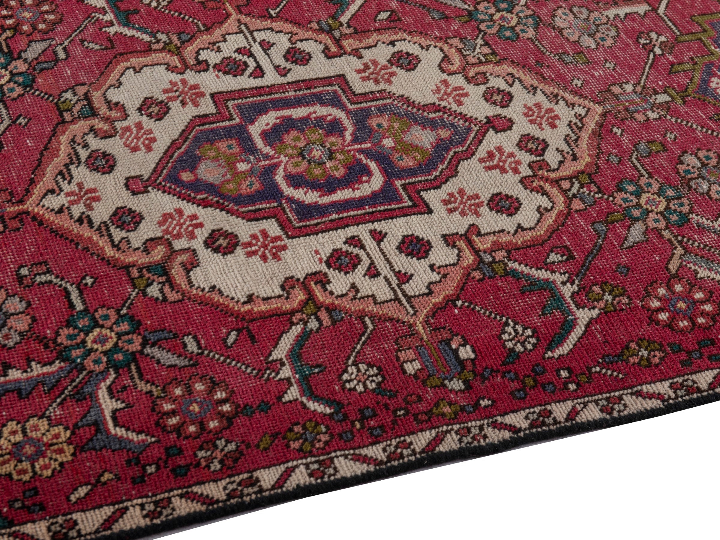 Persian Azerbaijan runner rug in burgundy and off-white, view 8 of 19