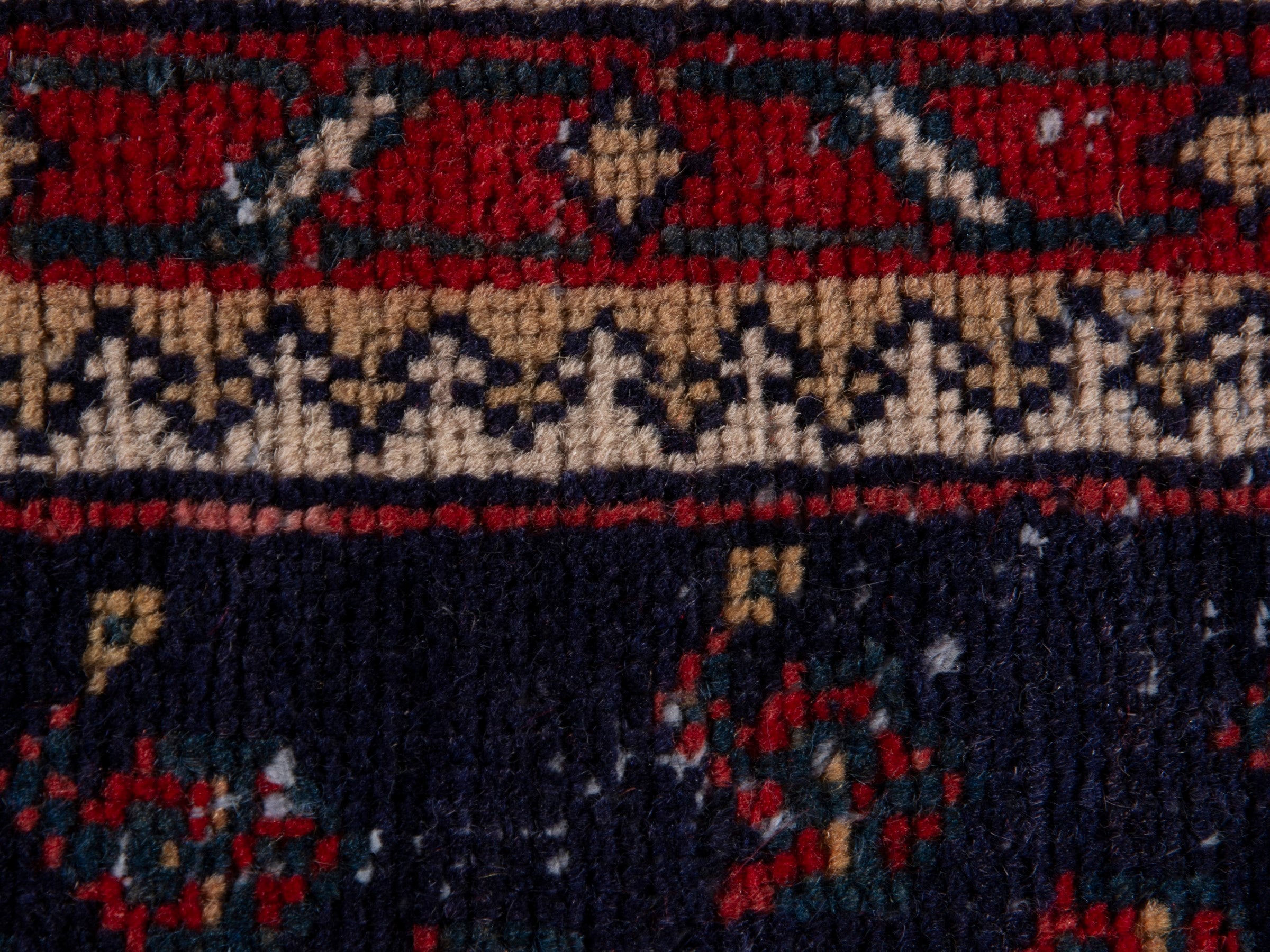 Persian Arak runner rug in navy and burgundy, view 13 of 18