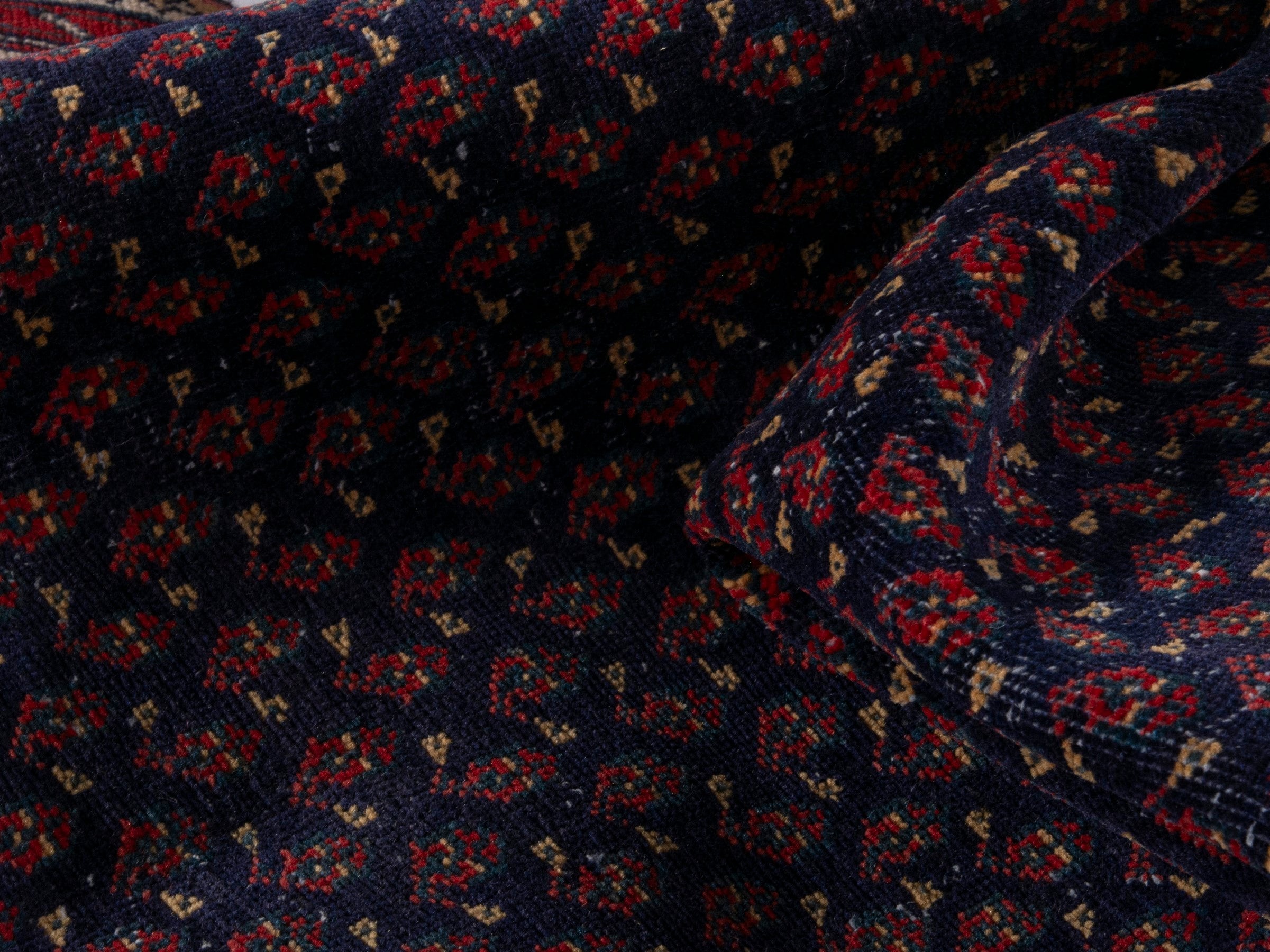 Persian Arak runner rug in navy and burgundy, view 15 of 18