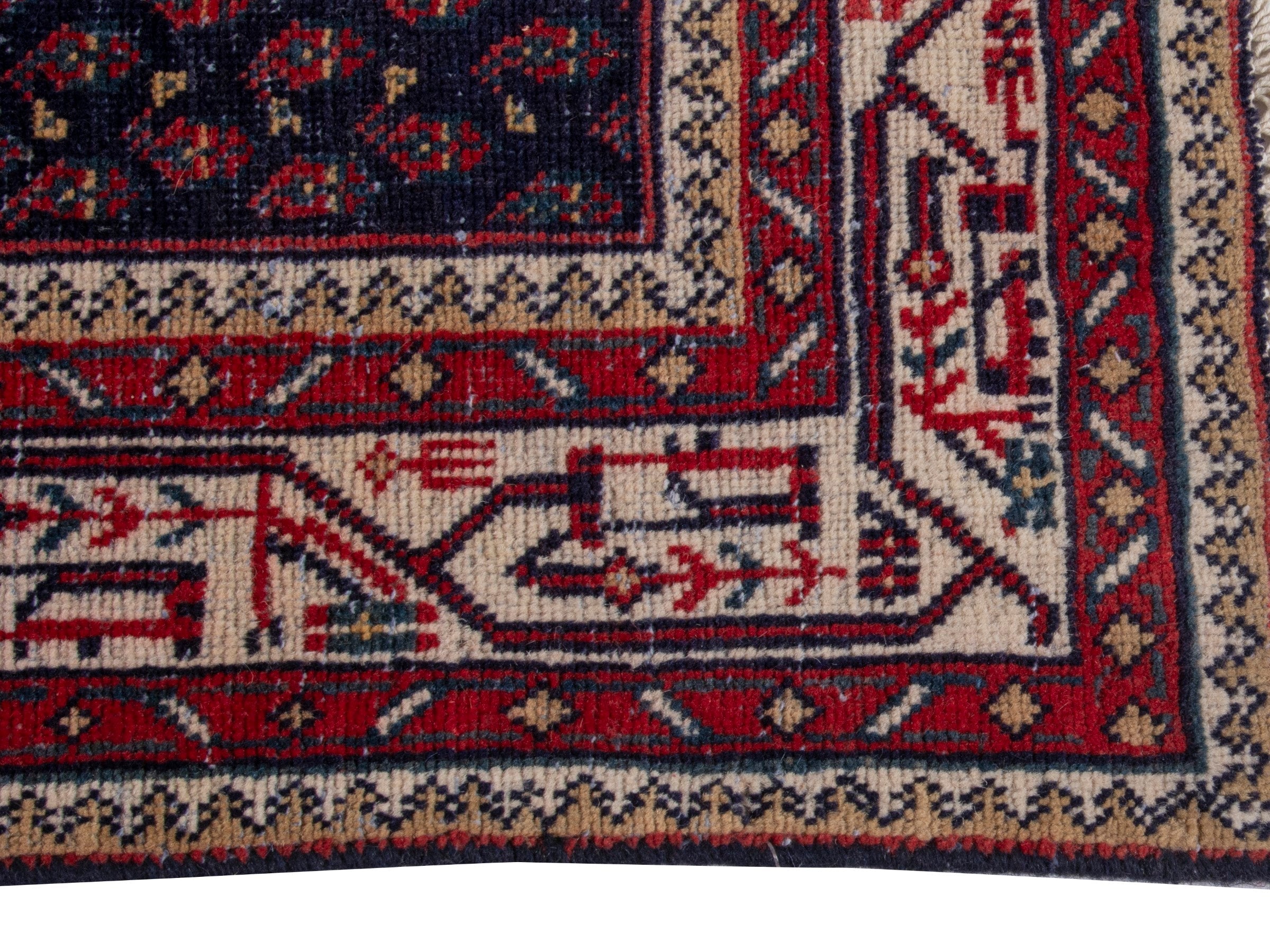 Persian Arak runner rug in navy and burgundy, view 5 of 18