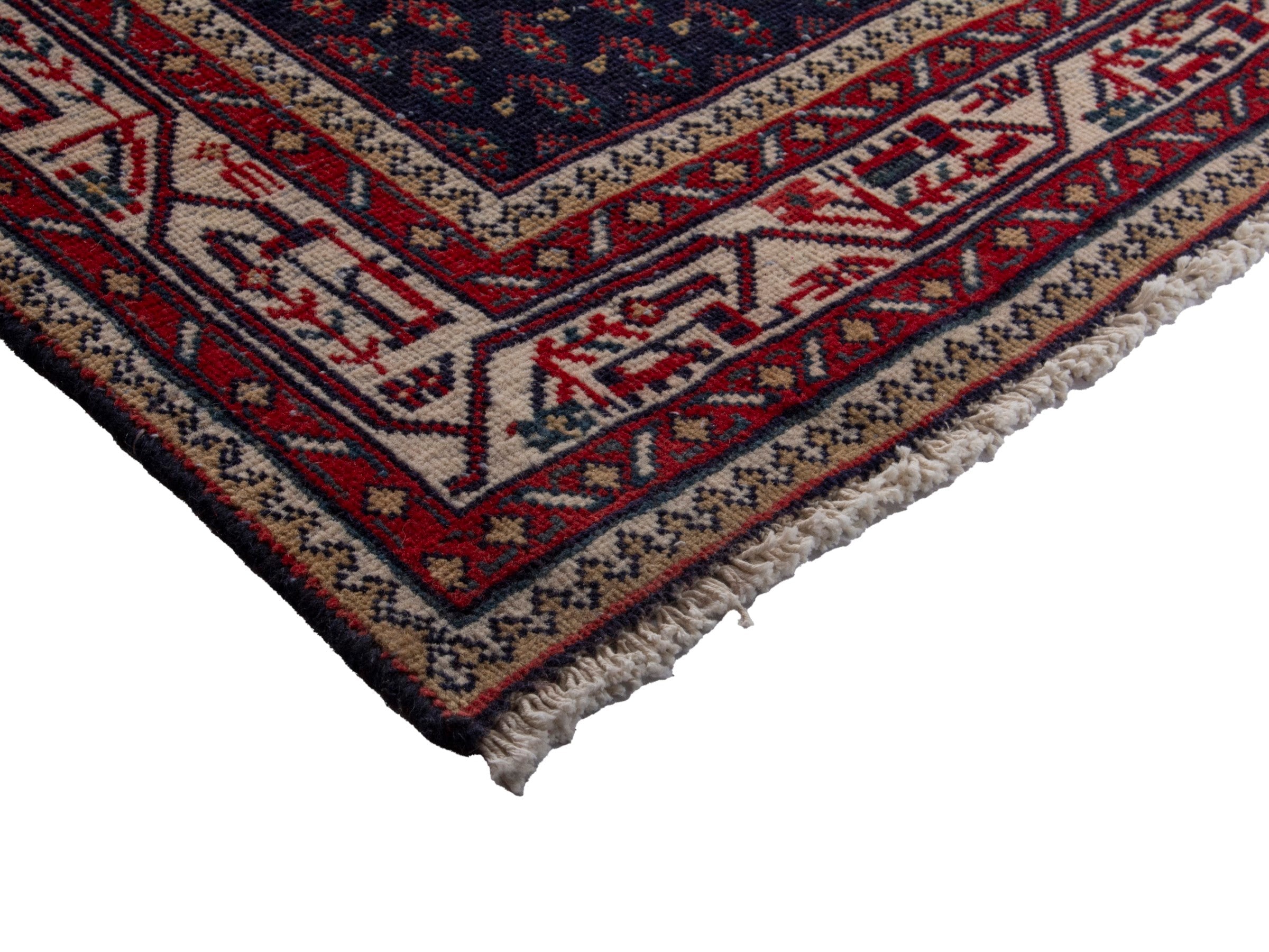 Persian Arak runner rug in navy and burgundy, view 6 of 18