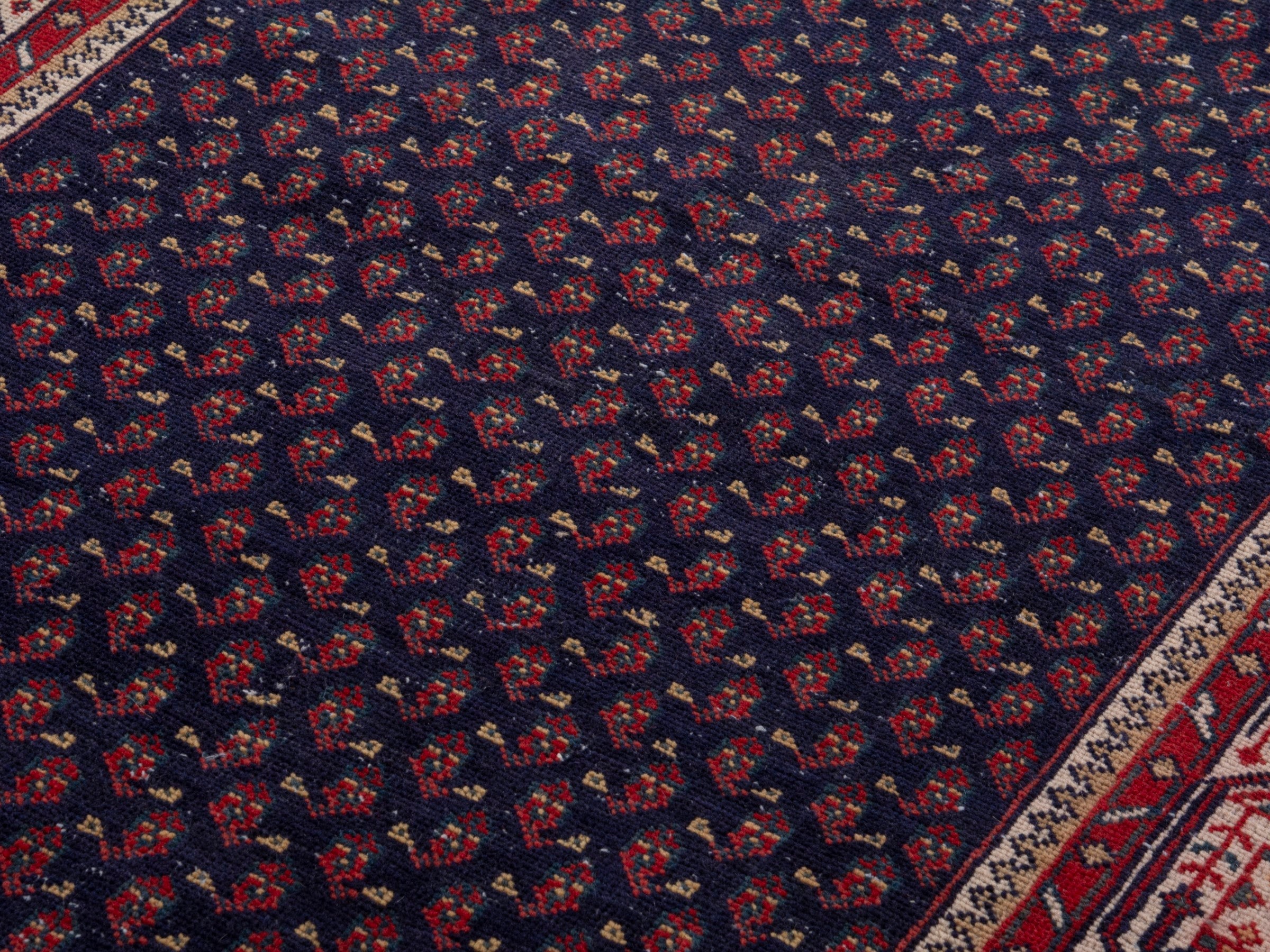 Persian Arak runner rug in navy and burgundy, view 9 of 18
