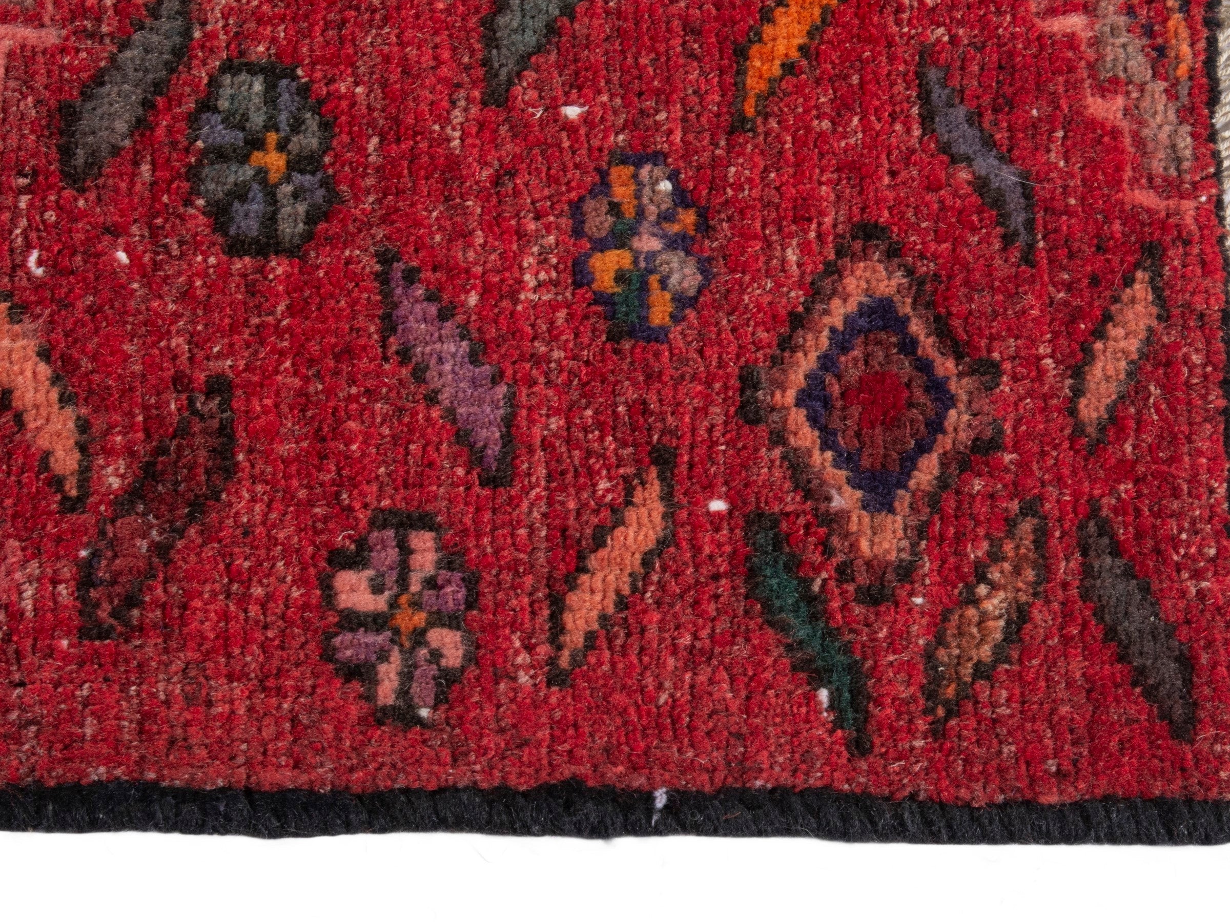 Persian Songhor runner rug in deep red and taupe, view 5 of 17