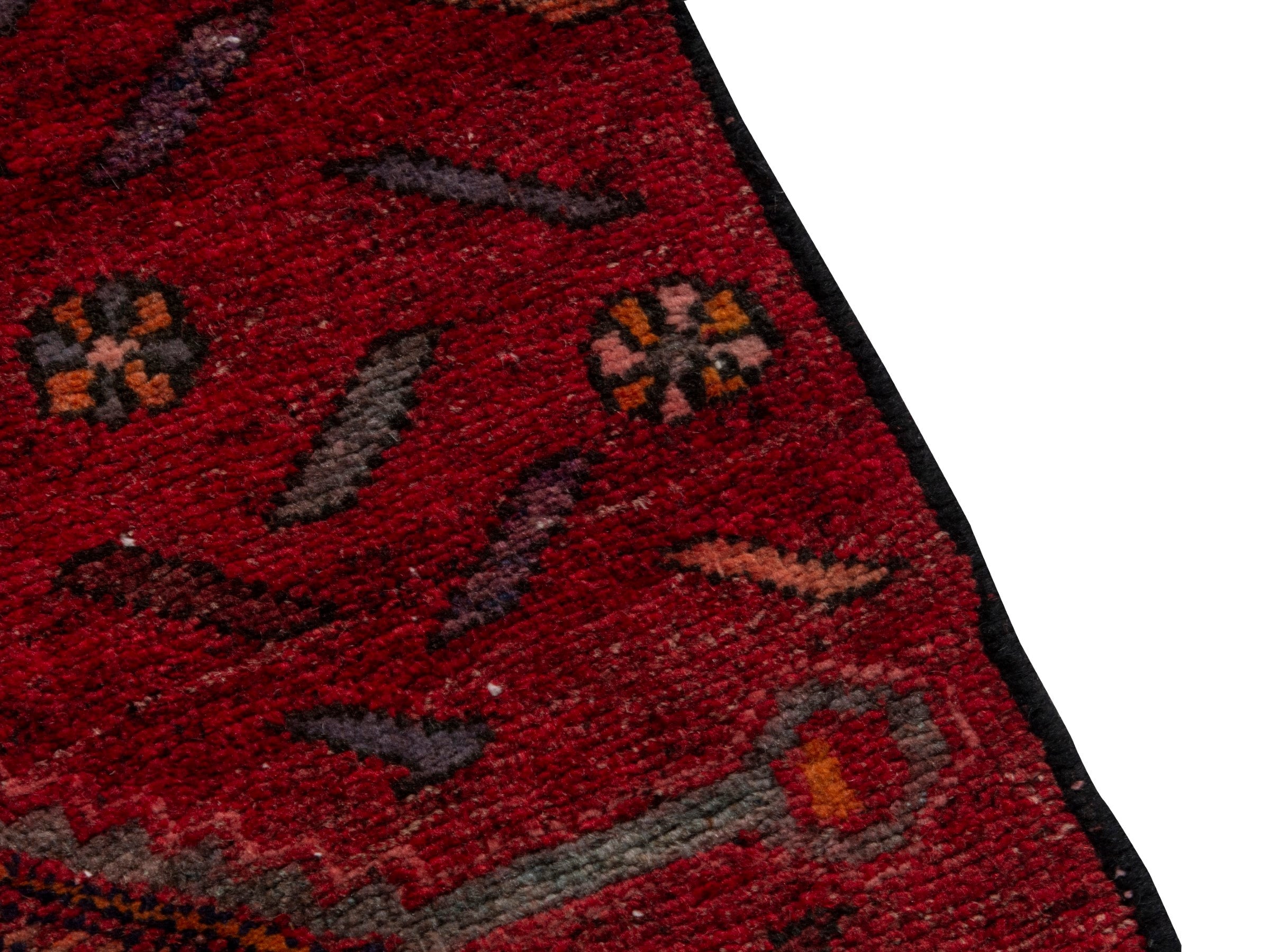 Persian Songhor runner rug in deep red and taupe, view 7 of 17
