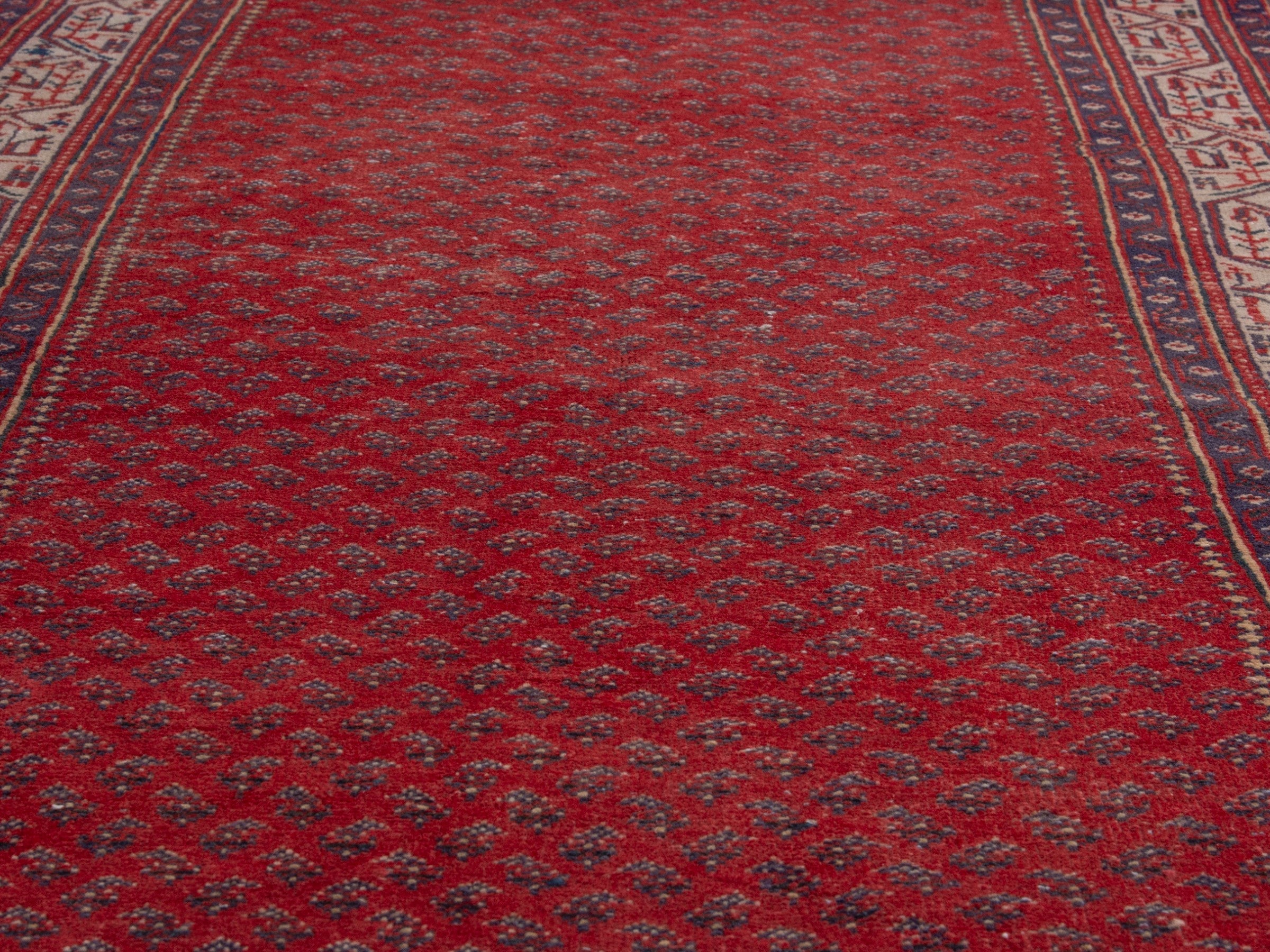 Persian Arak runner rug in deep red and cream, view 10 of 21
