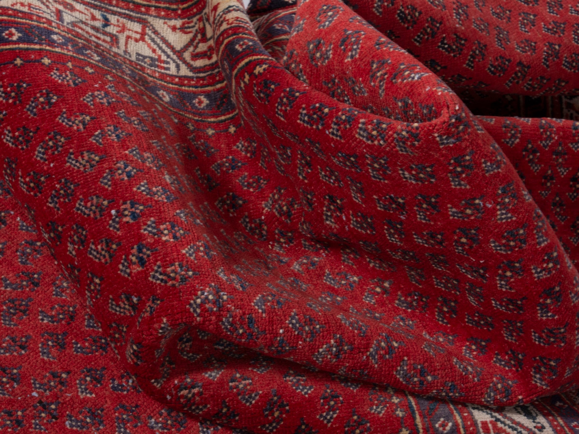 Persian Arak runner rug in deep red and cream, view 19 of 21