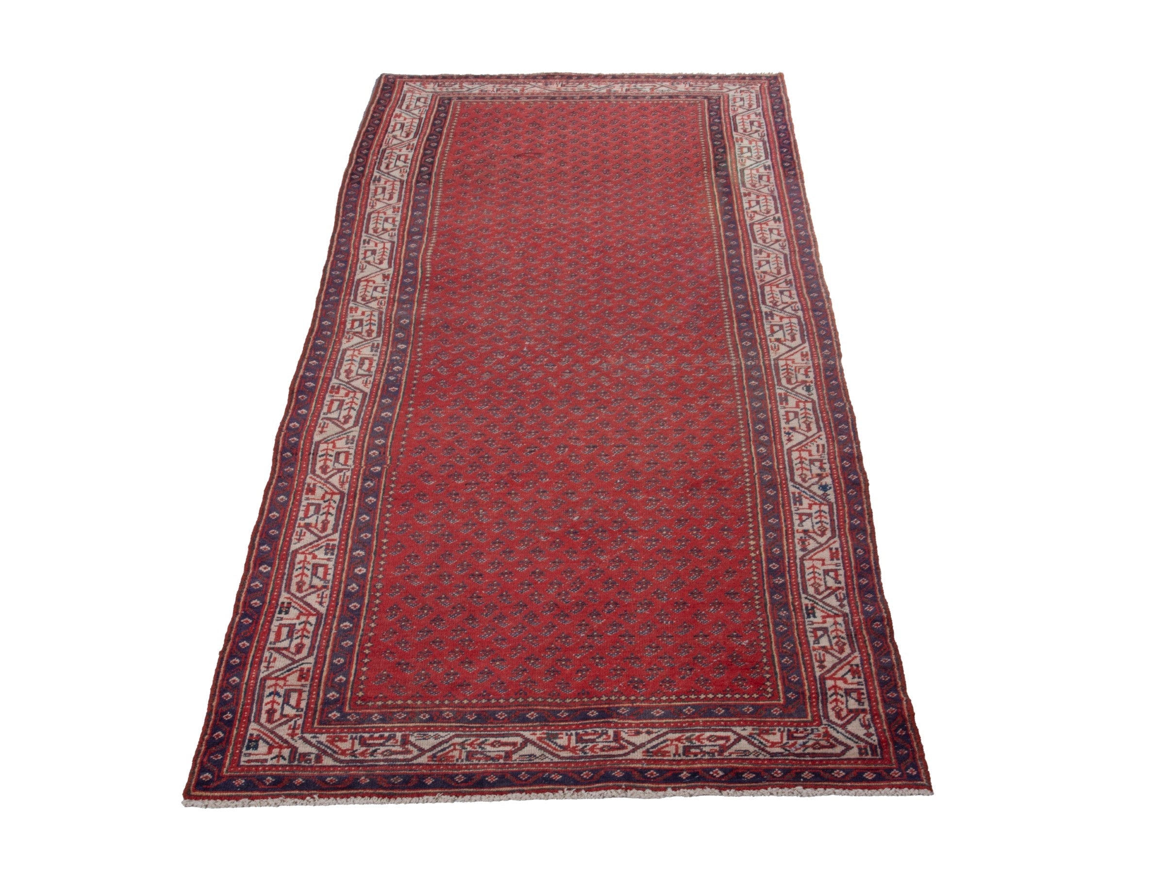 Persian Arak runner rug in deep red and cream, view 2 of 21