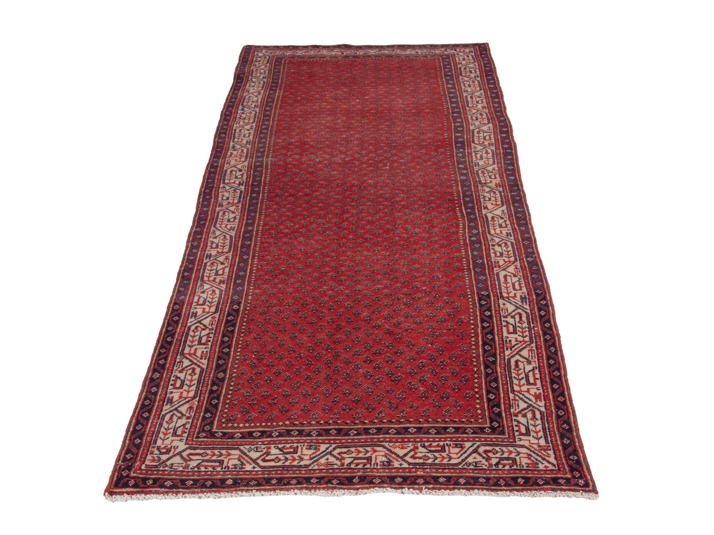 Persian Arak runner rug in deep red and cream, view 3 of 21