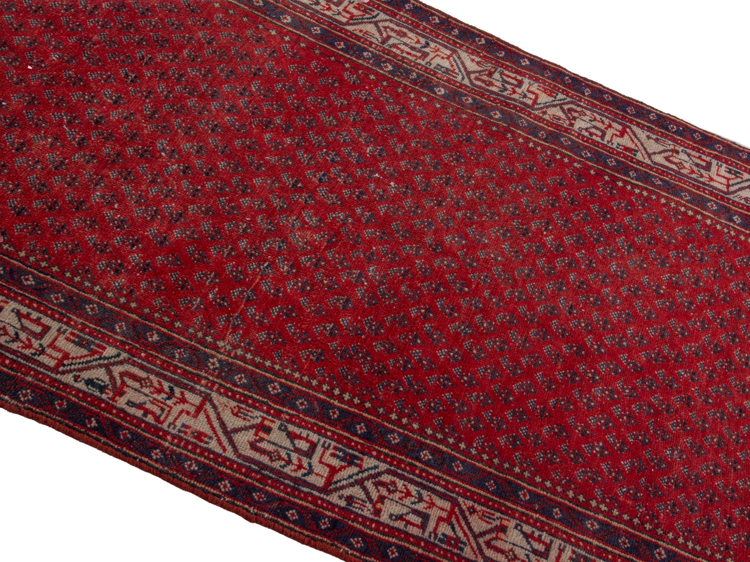 Persian Arak runner rug in deep red and cream, view 4 of 21
