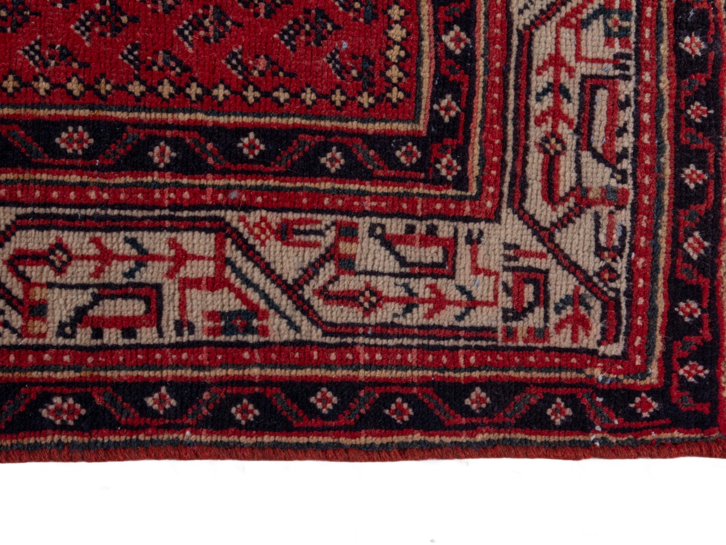 Persian Arak runner rug in deep red and cream, view 5 of 21