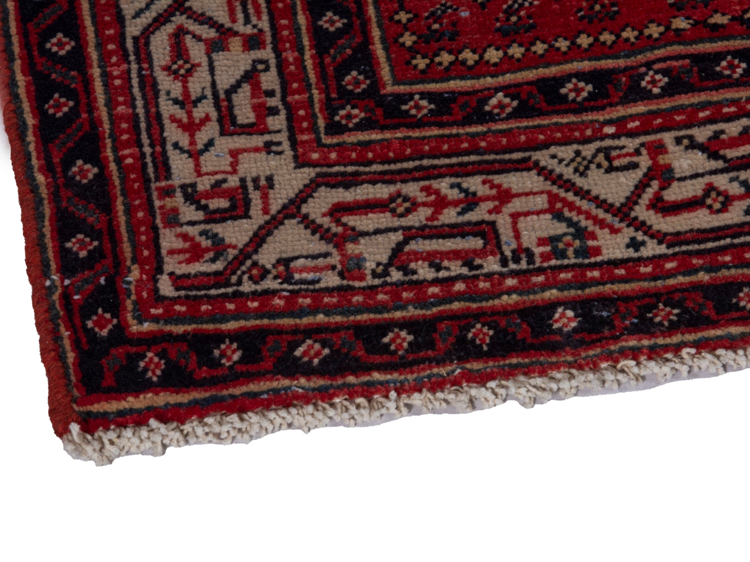 Persian Arak runner rug in deep red and cream, view 6 of 21